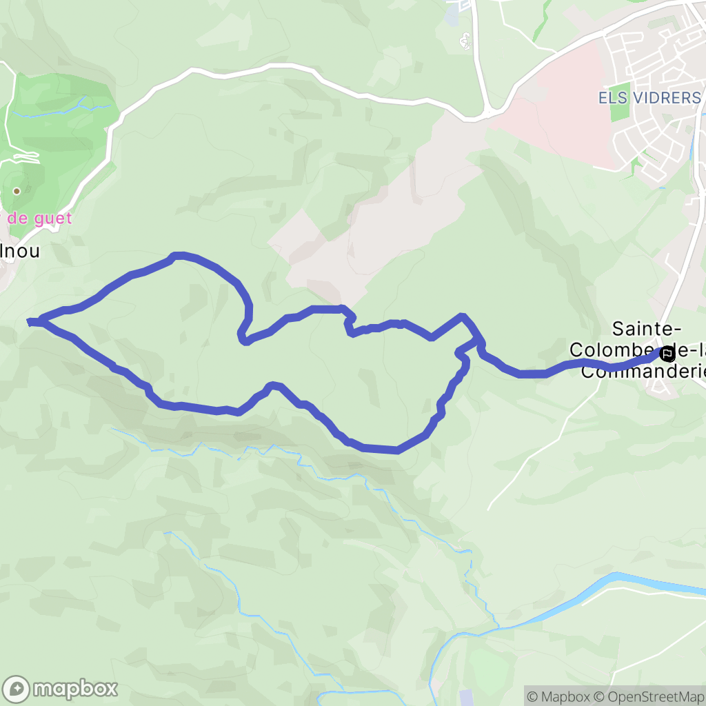 Sainte-Colombe-de-la-Commanderie : carte du parcours de randonnée - France