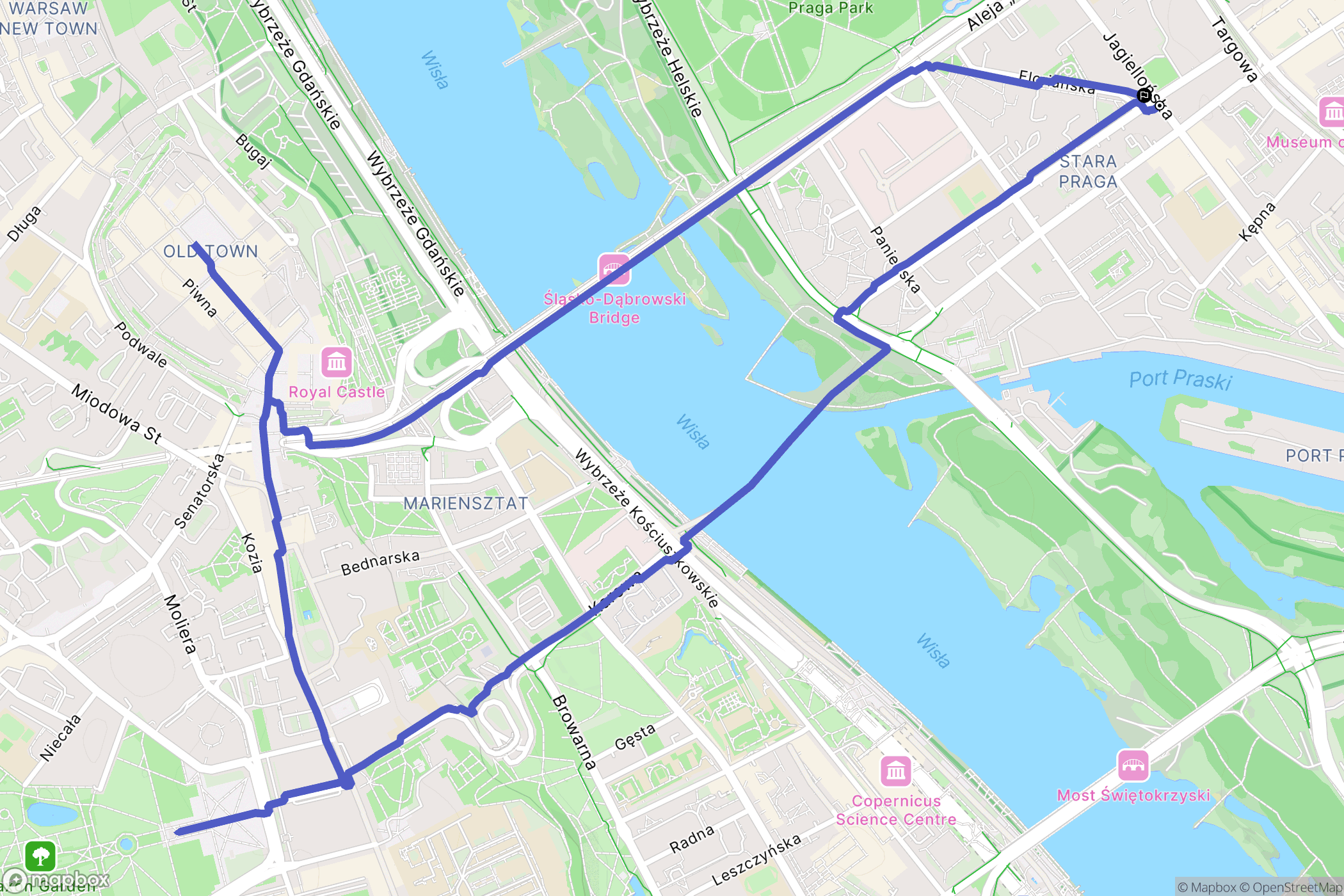 Warszawa: mapa trasy - Poland
