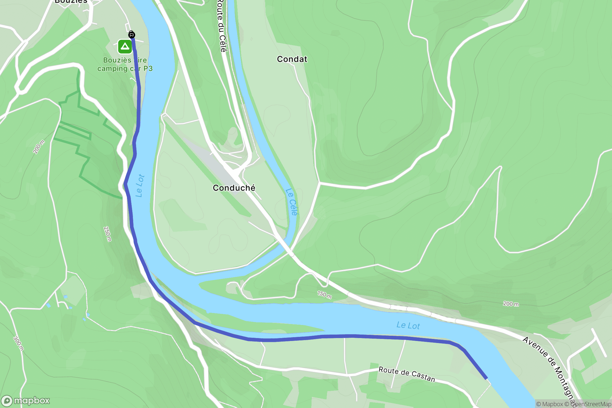 Bouziès : carte du parcours de randonnée - France