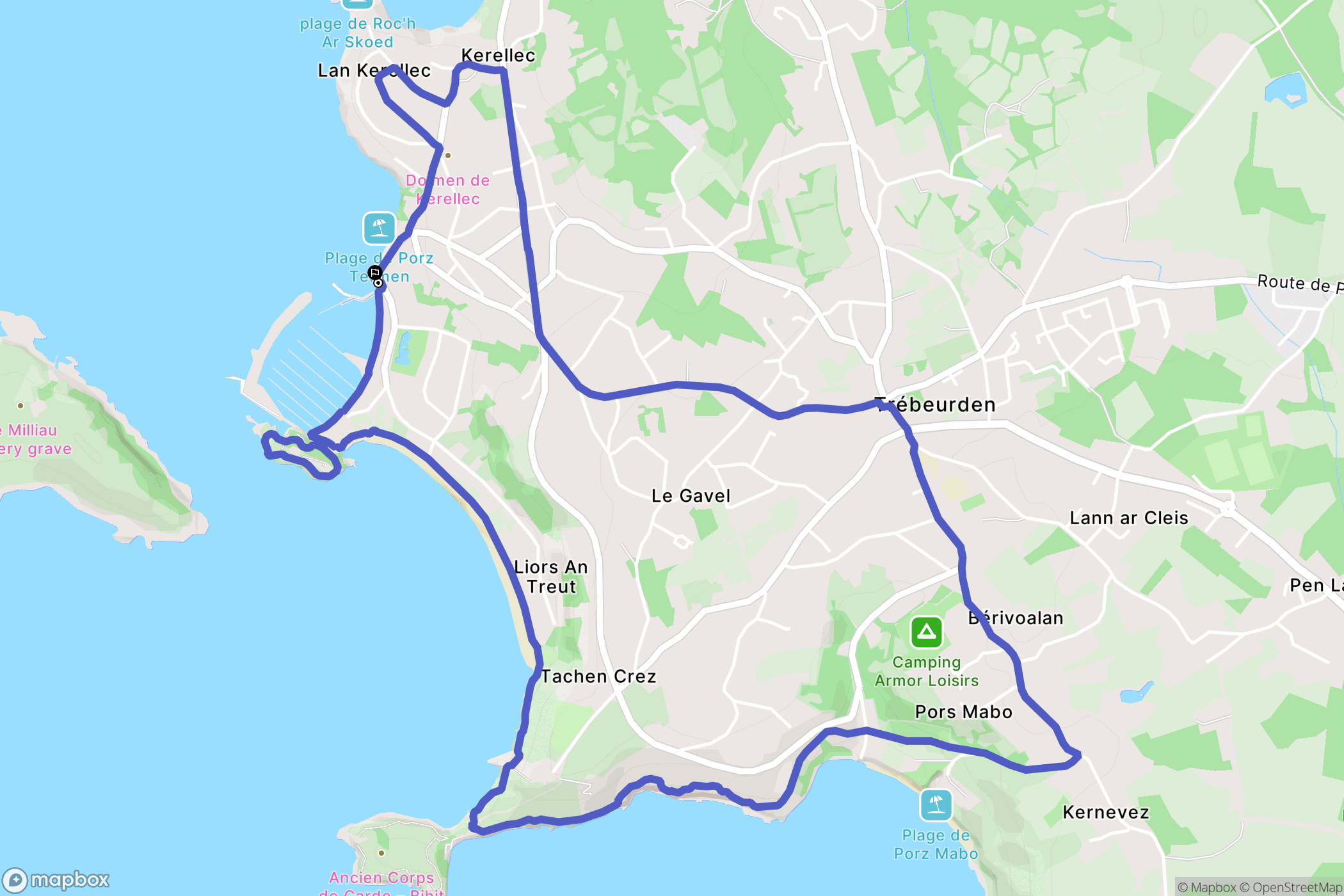 Trébeurden : carte du parcours de randonnée - France