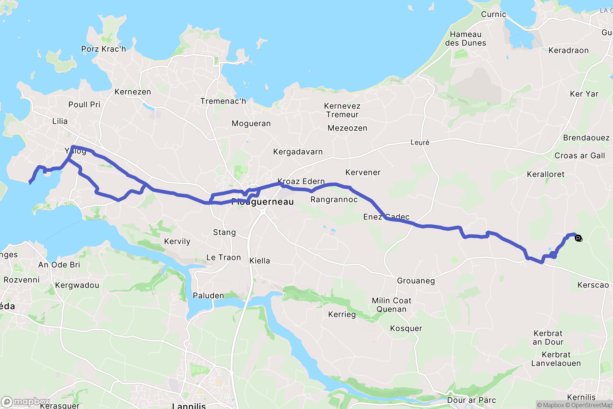 Guissény : carte du parcours de randonnée - France
