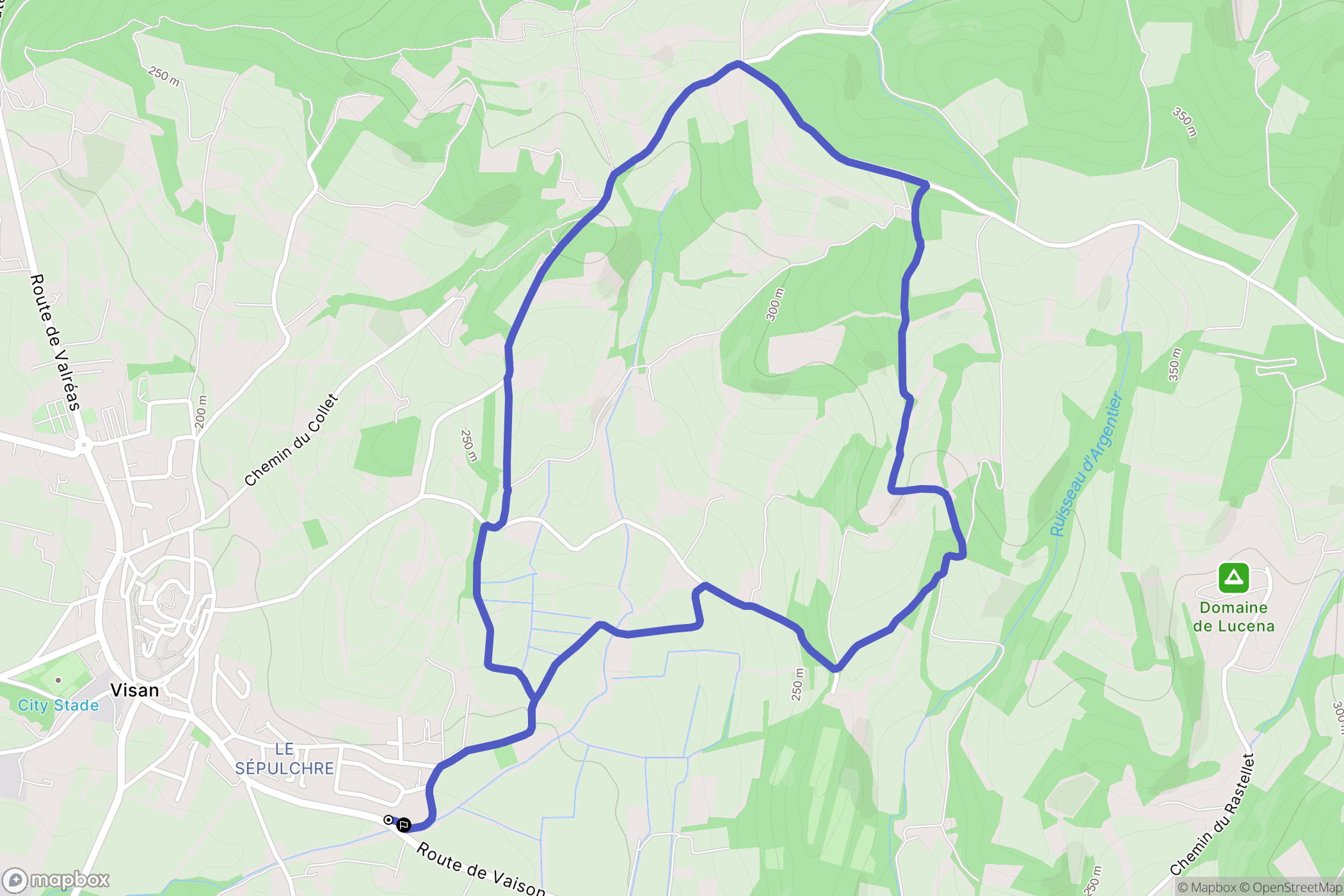 Visan : carte du parcours de randonnée - France