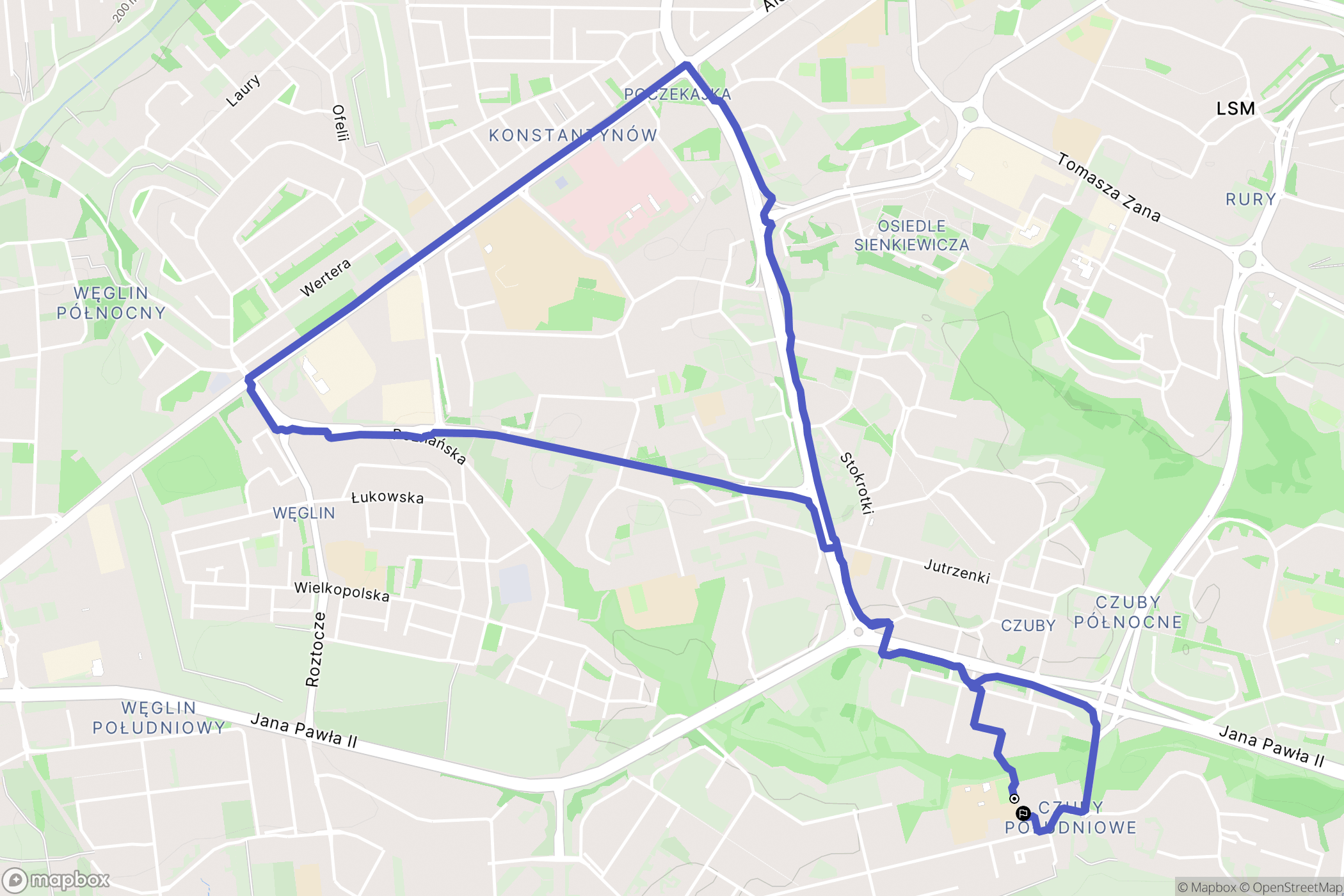 Lublin: mapa trasy - Poland