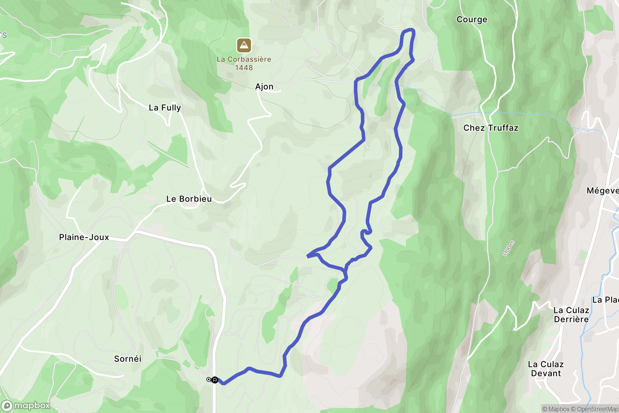 Onnion : carte du parcours de randonnée - France