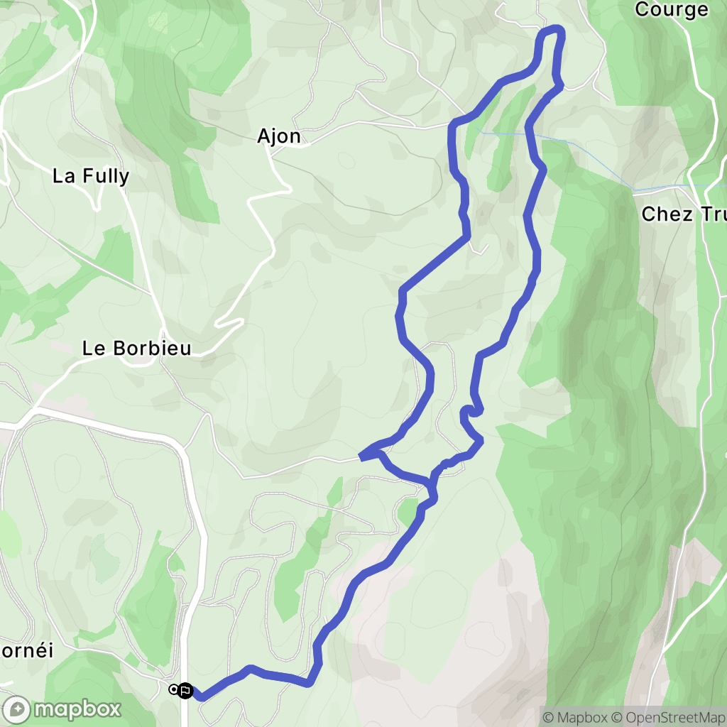 Onnion : carte du parcours de randonnée - France