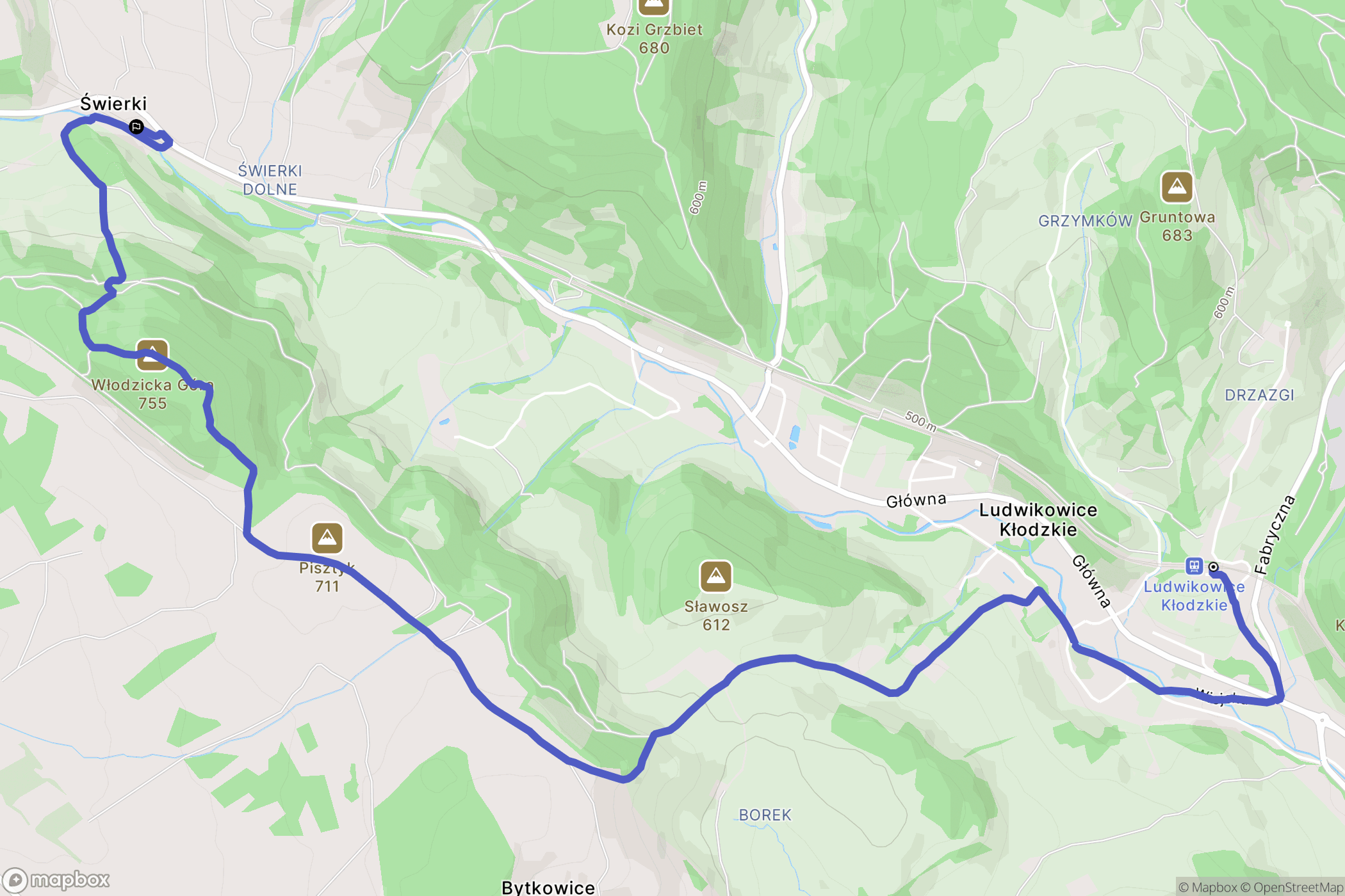 Ludwikowice Kłodzkie: mapa trasy - Poland