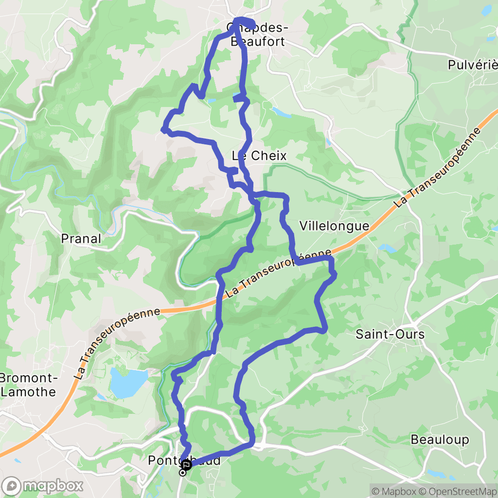 Pontgibaud : carte du parcours de randonnée - France