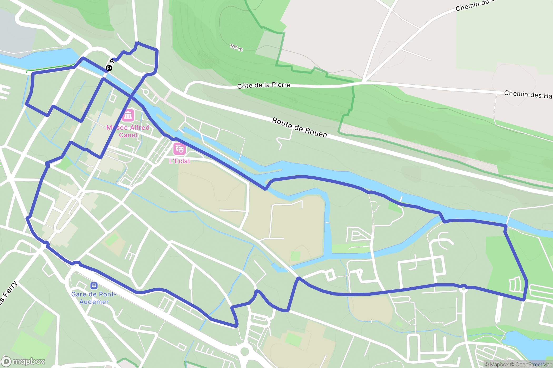 Pont-Audemer : carte du parcours de randonnée - France