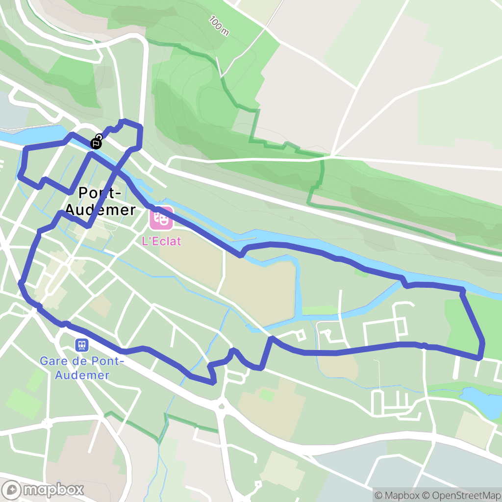 Pont-Audemer : carte du parcours de randonnée - France