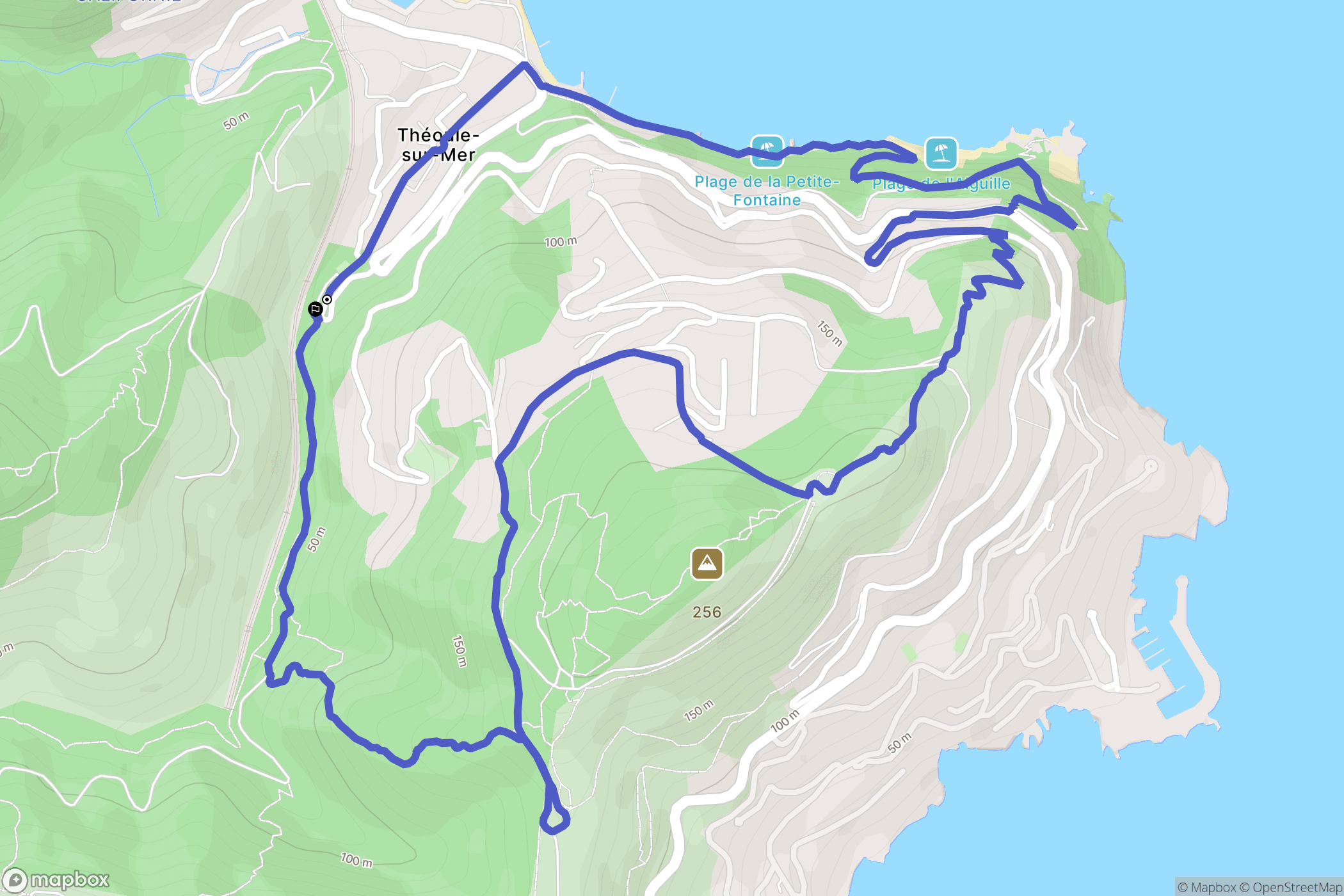Théoule-sur-Mer : carte du parcours de randonnée - France