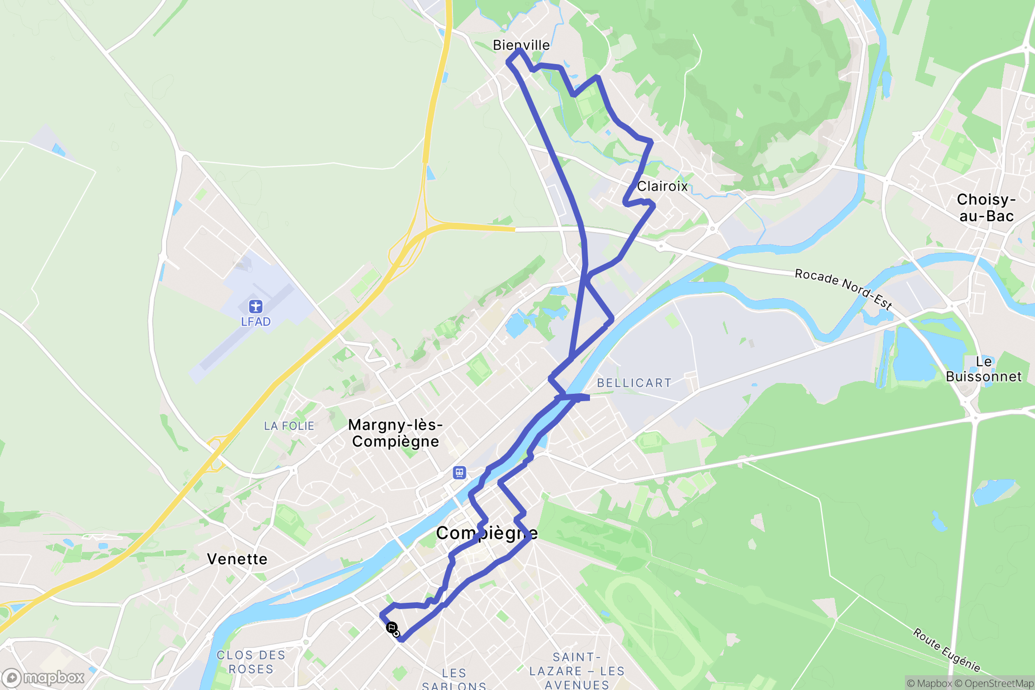 Compiègne : carte du parcours de randonnée - France