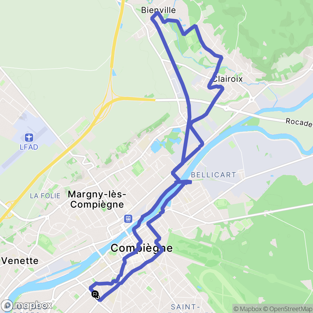 Compiègne : carte du parcours de randonnée - France