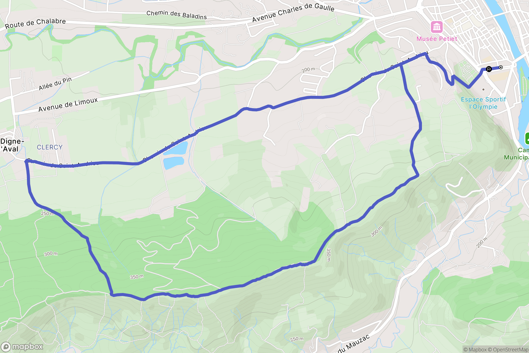 Limoux : carte du parcours de randonnée - France