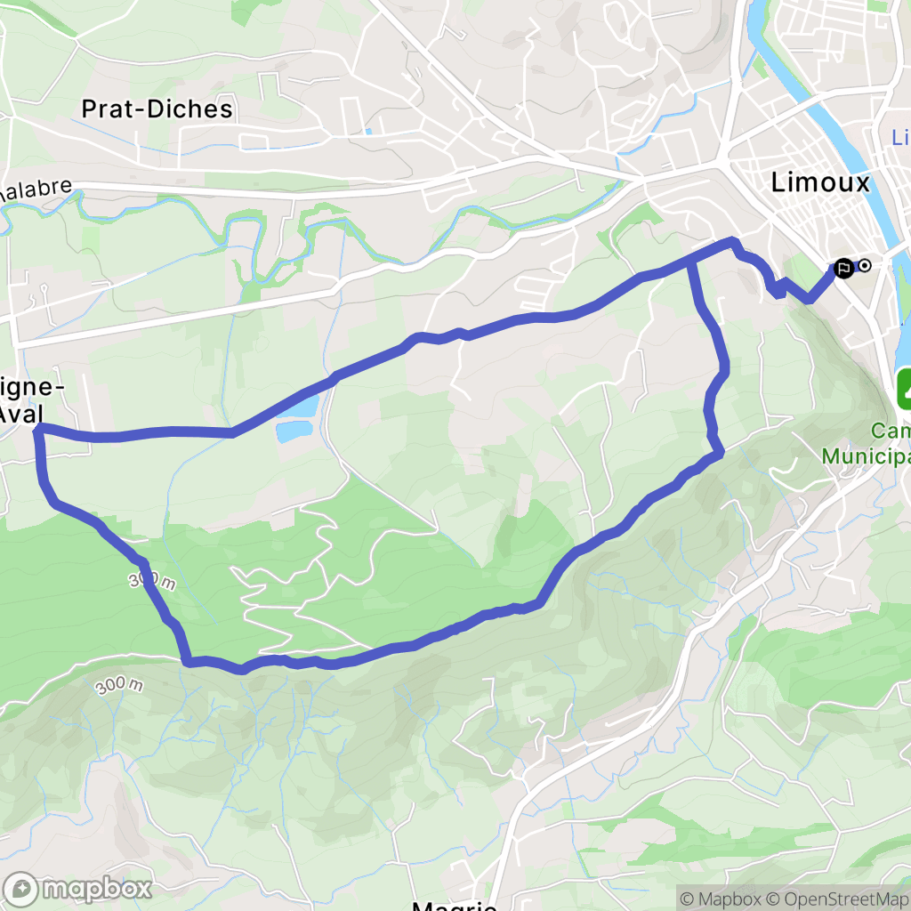 Limoux : carte du parcours de randonnée - France