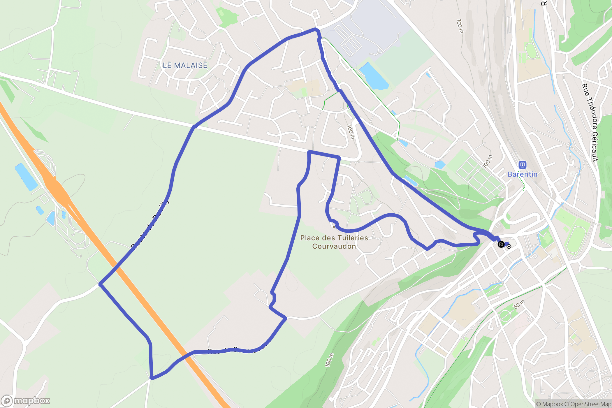 Barentin : carte du parcours de randonnée - France