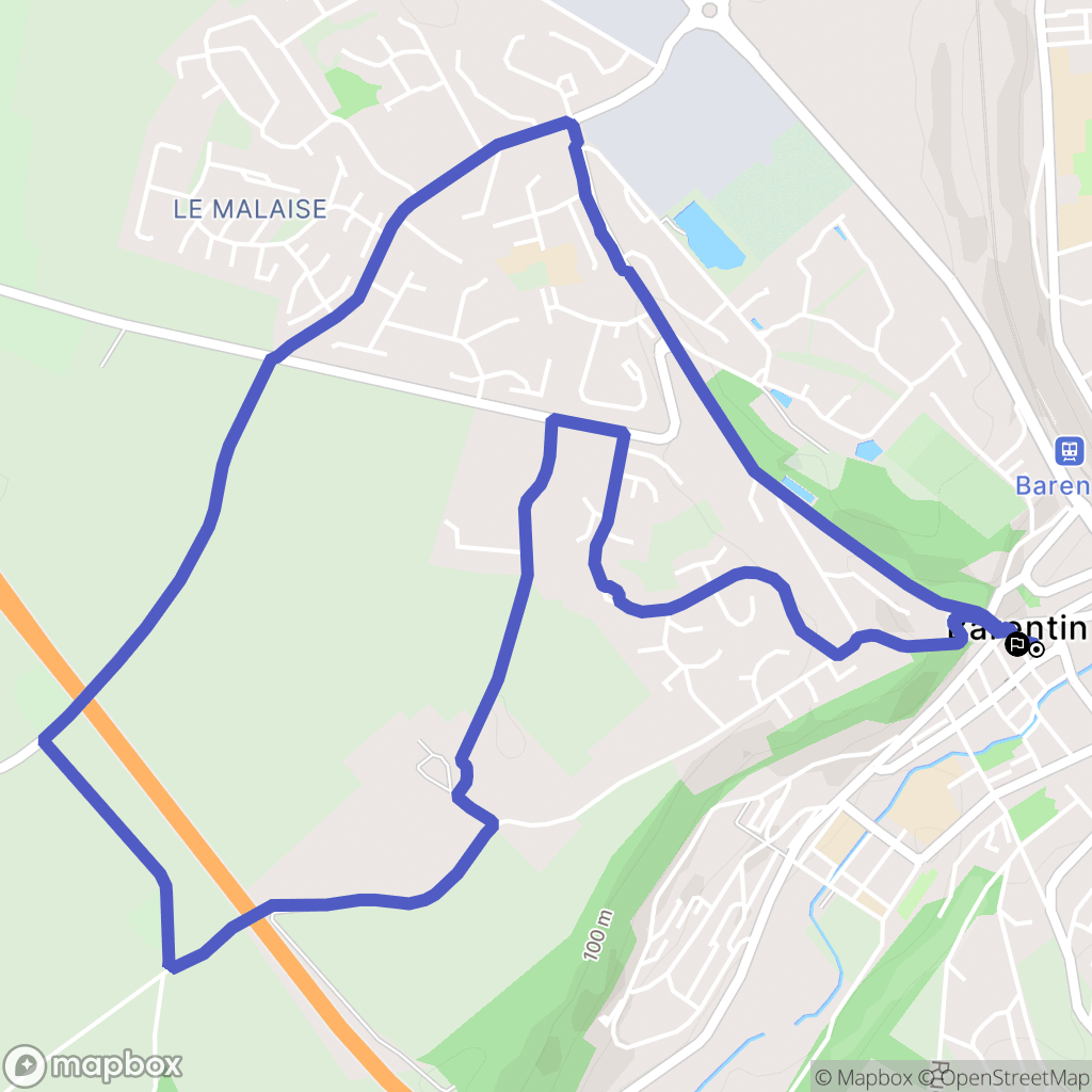 Barentin : carte du parcours de randonnée - France