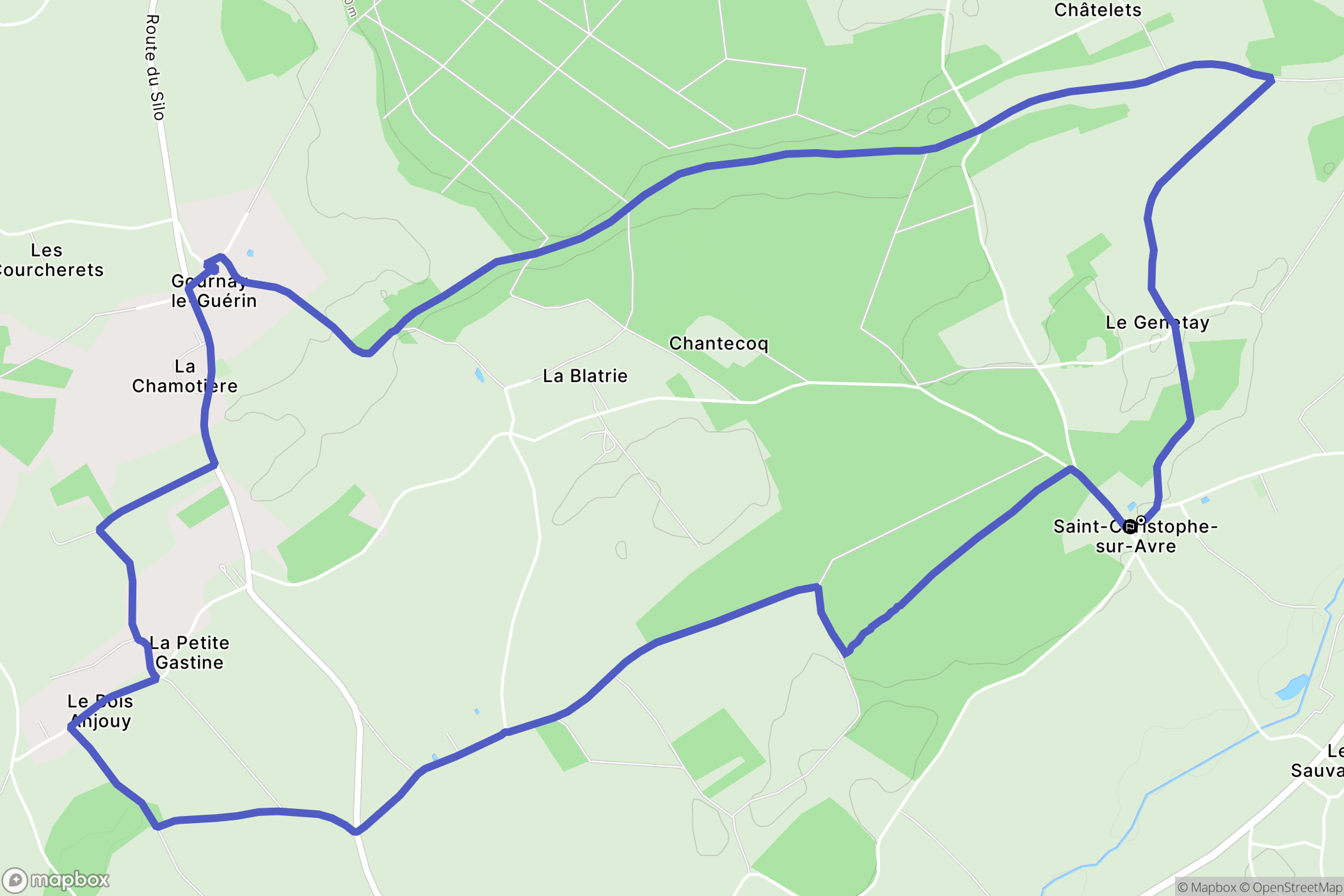 Saint-Christophe-sur-Avre : carte du parcours de randonnée - France