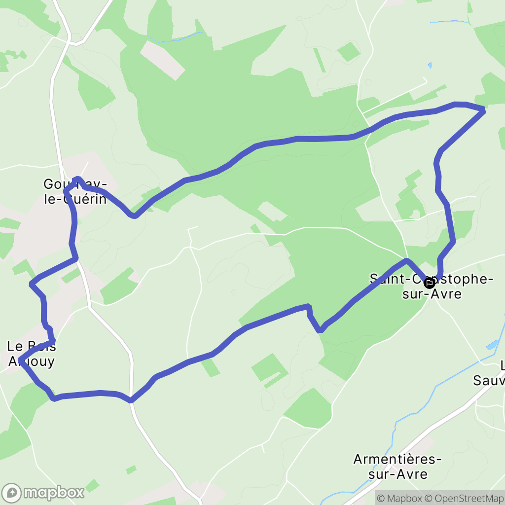 Saint-Christophe-sur-Avre : carte du parcours de randonnée - France
