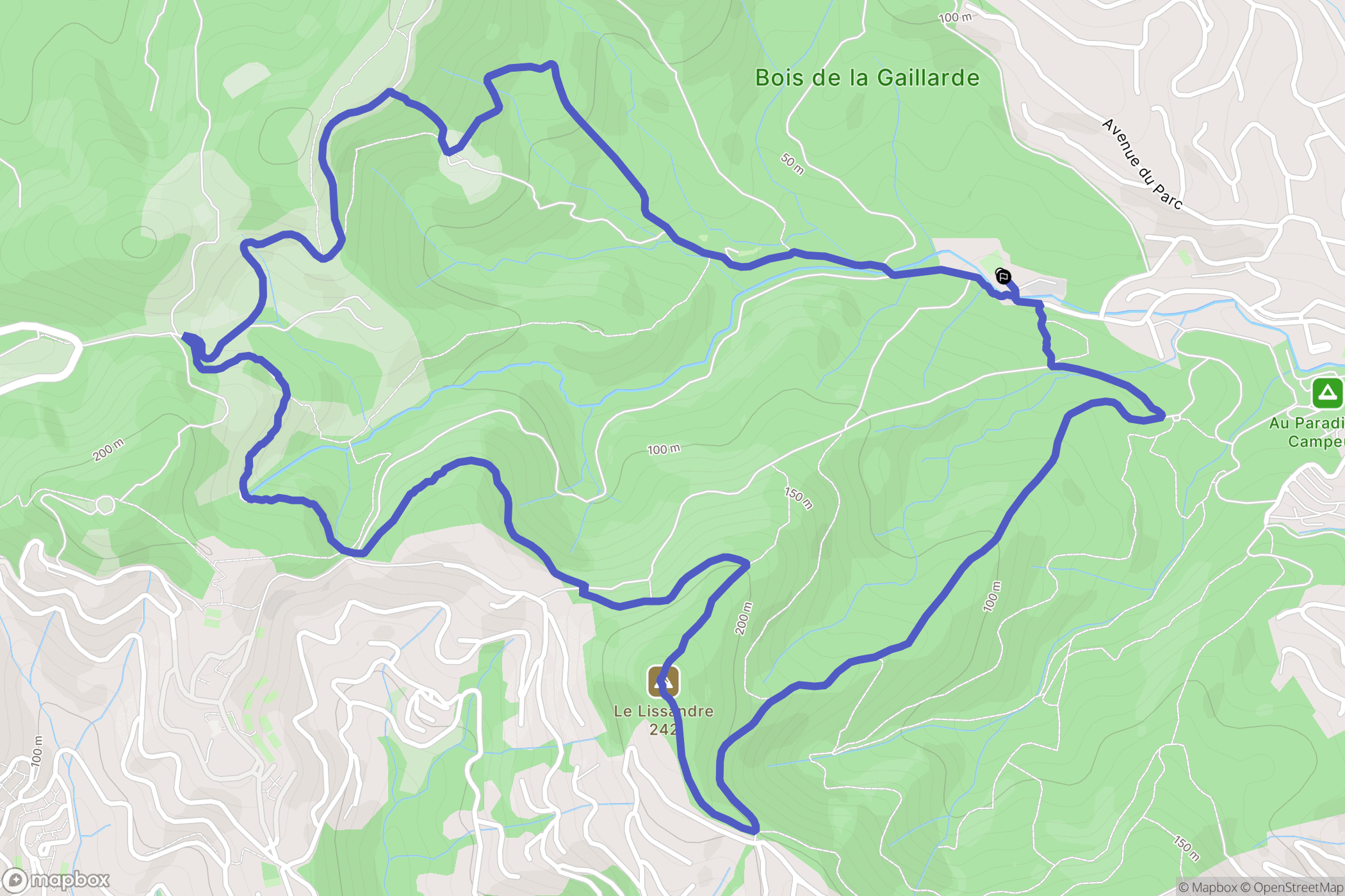 Roquebrune-sur-Argens : carte du parcours de randonnée - France