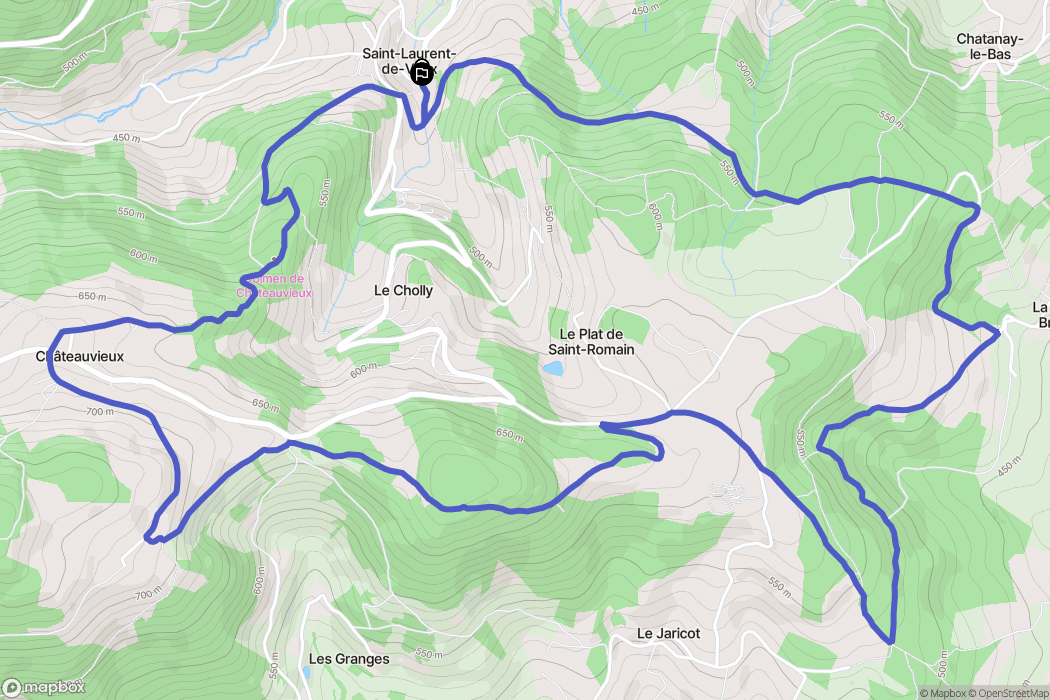 Vaugneray : carte du parcours de randonnée - France
