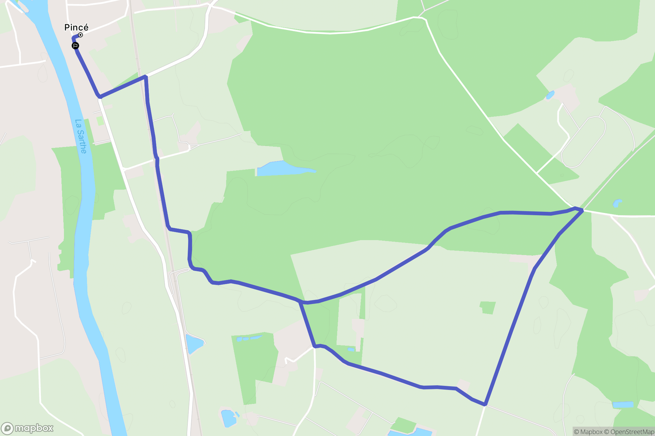 Pincé : carte du parcours de randonnée - France