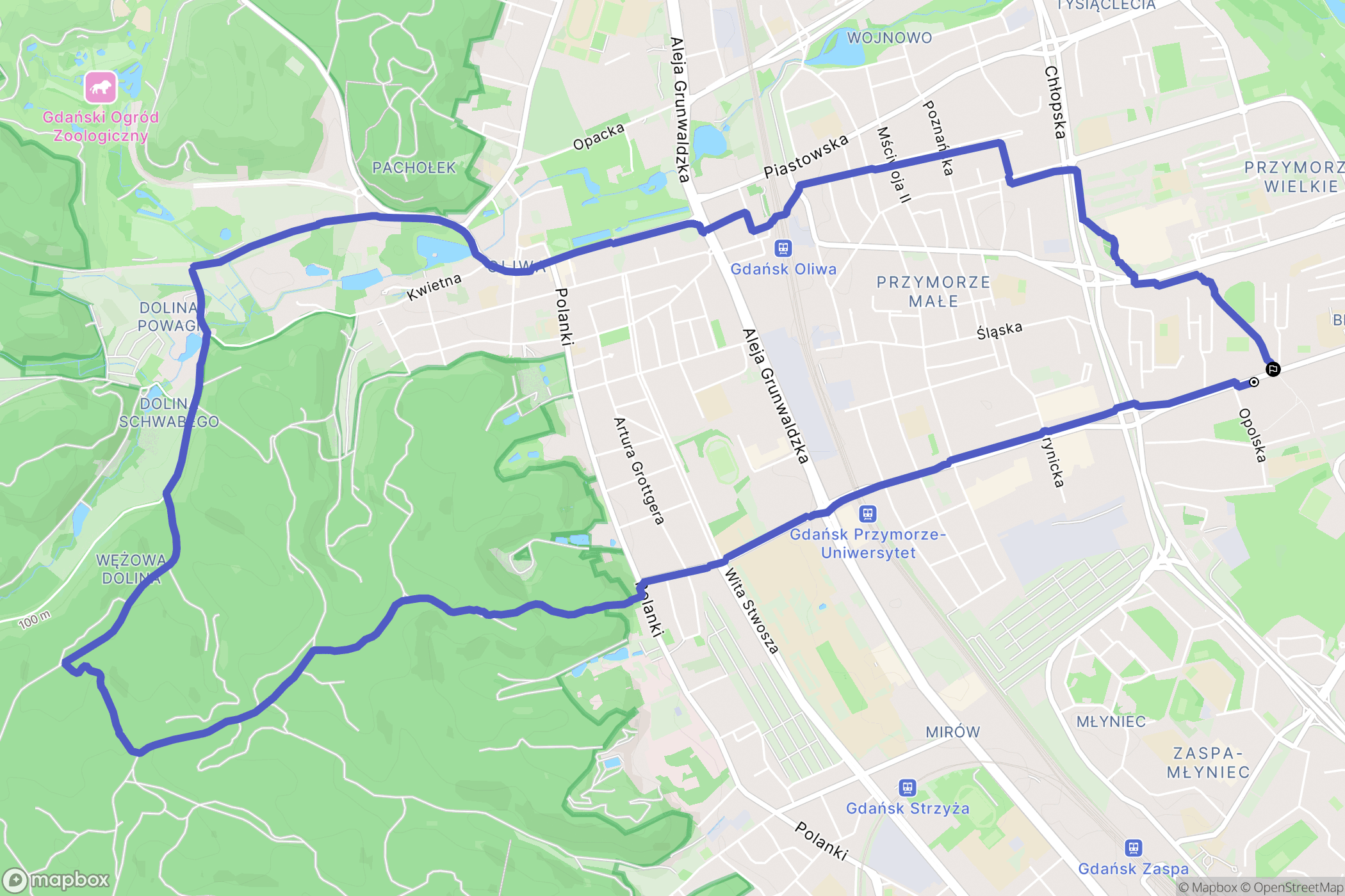 Gdańsk: mapa trasy - Poland