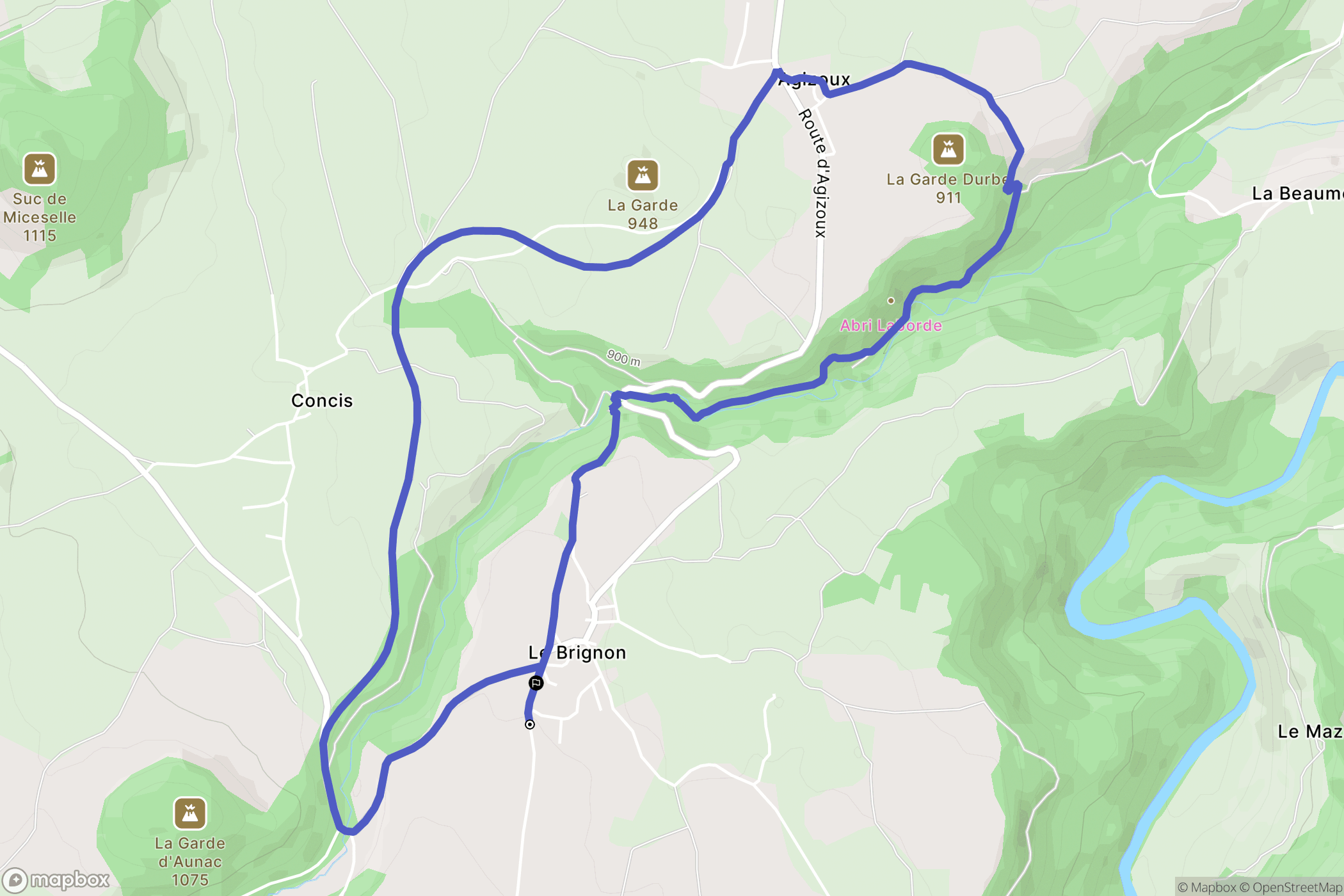 Le Brignon : carte du parcours de randonnée - France