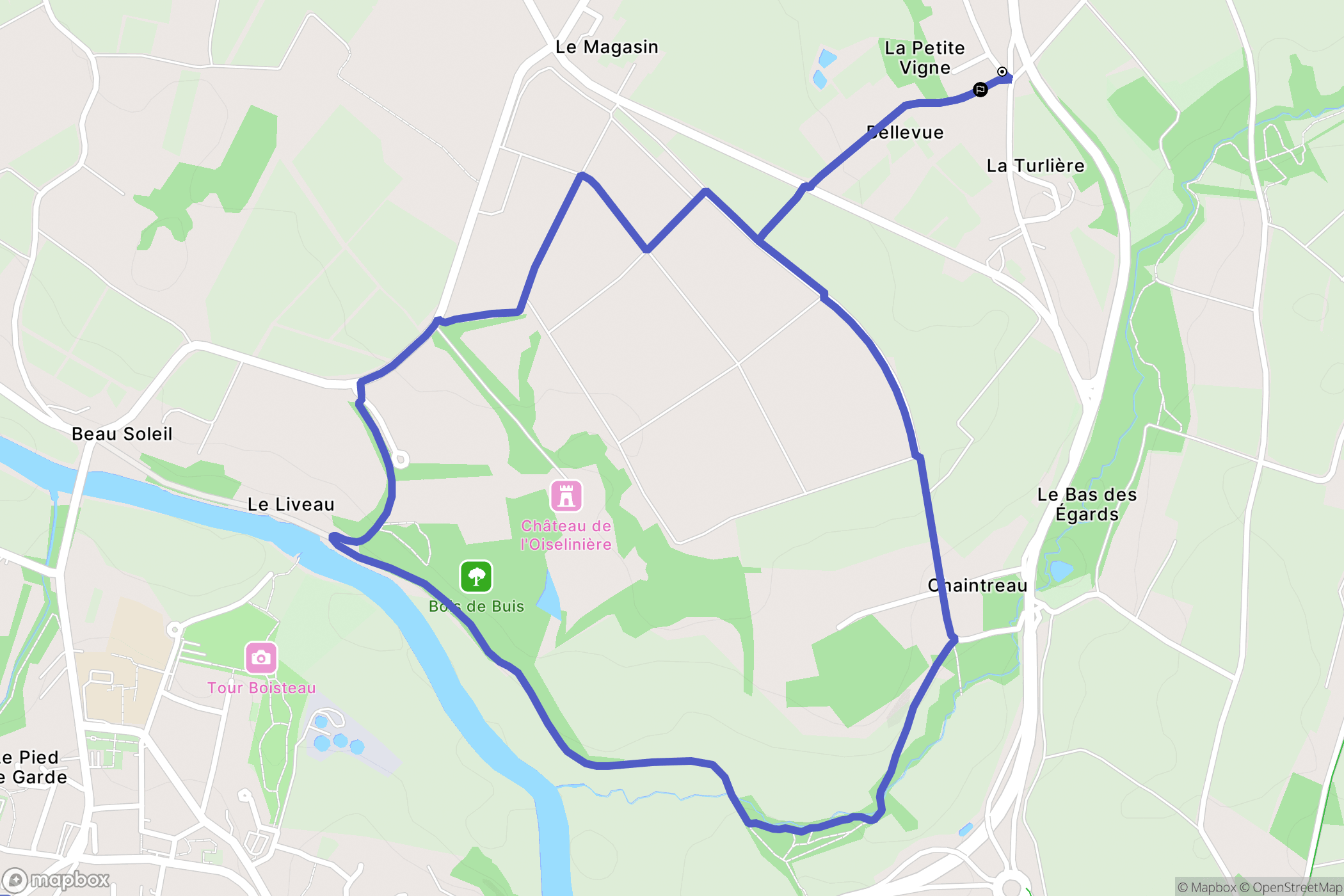 Gorges : carte du parcours de randonnée - France
