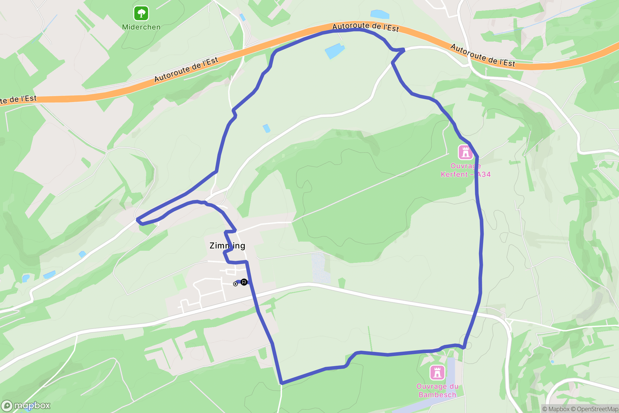 Zimming : carte du parcours de randonnée - France