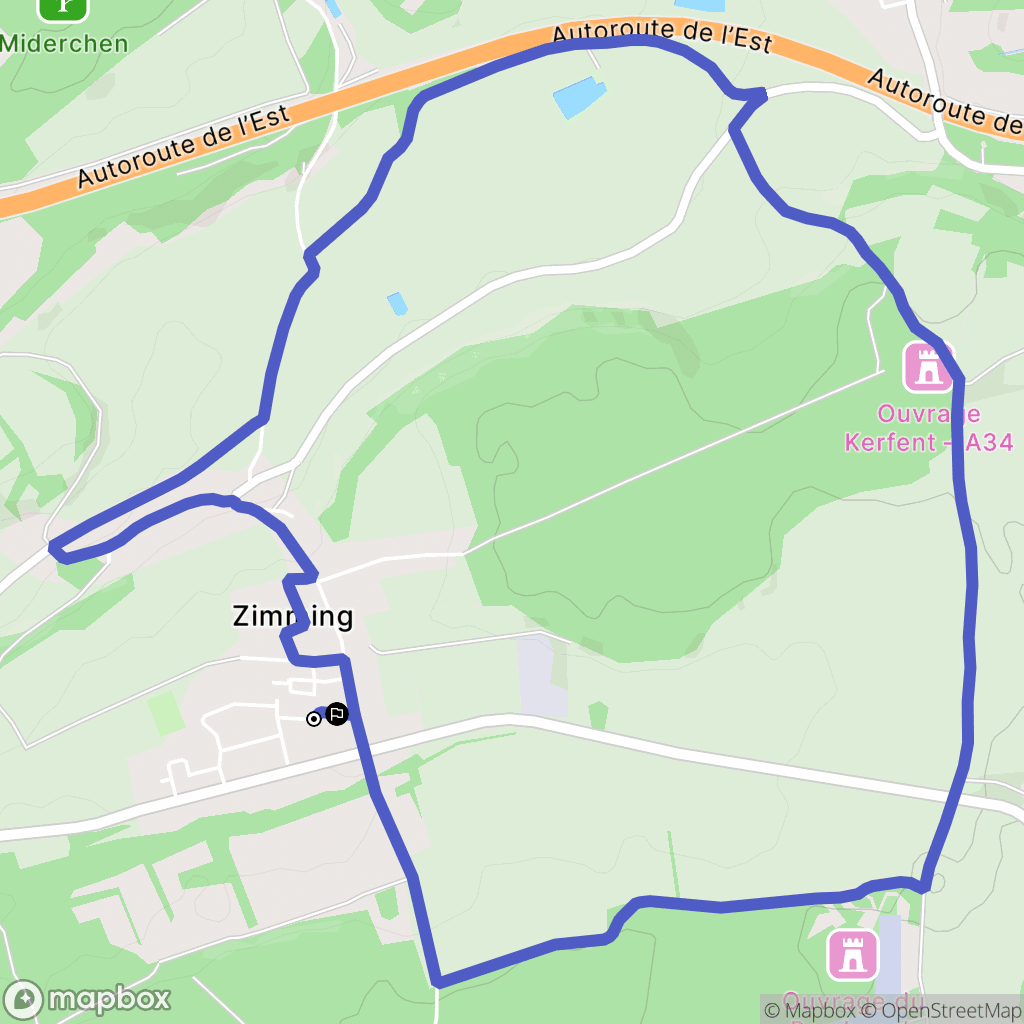 Zimming : carte du parcours de randonnée - France
