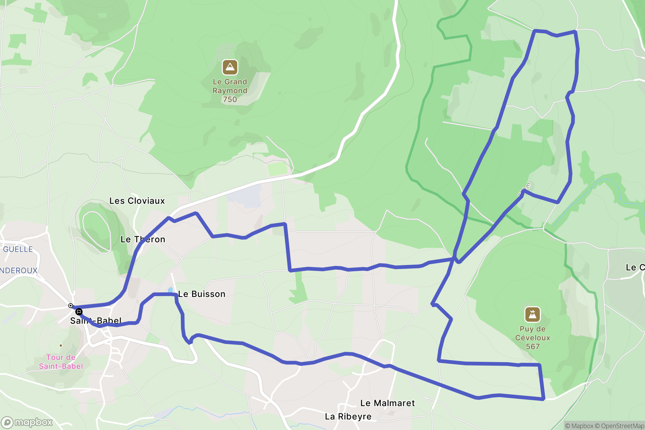 Saint-Babel : carte du parcours de randonnée - France