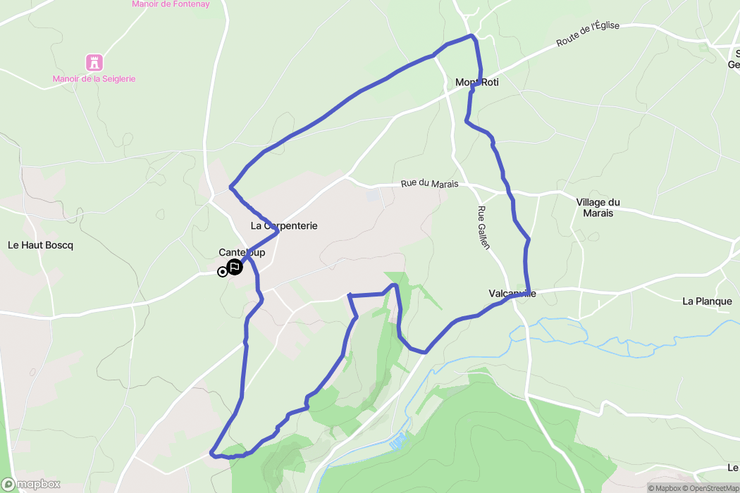 Canteloup : carte du parcours de randonnée - France