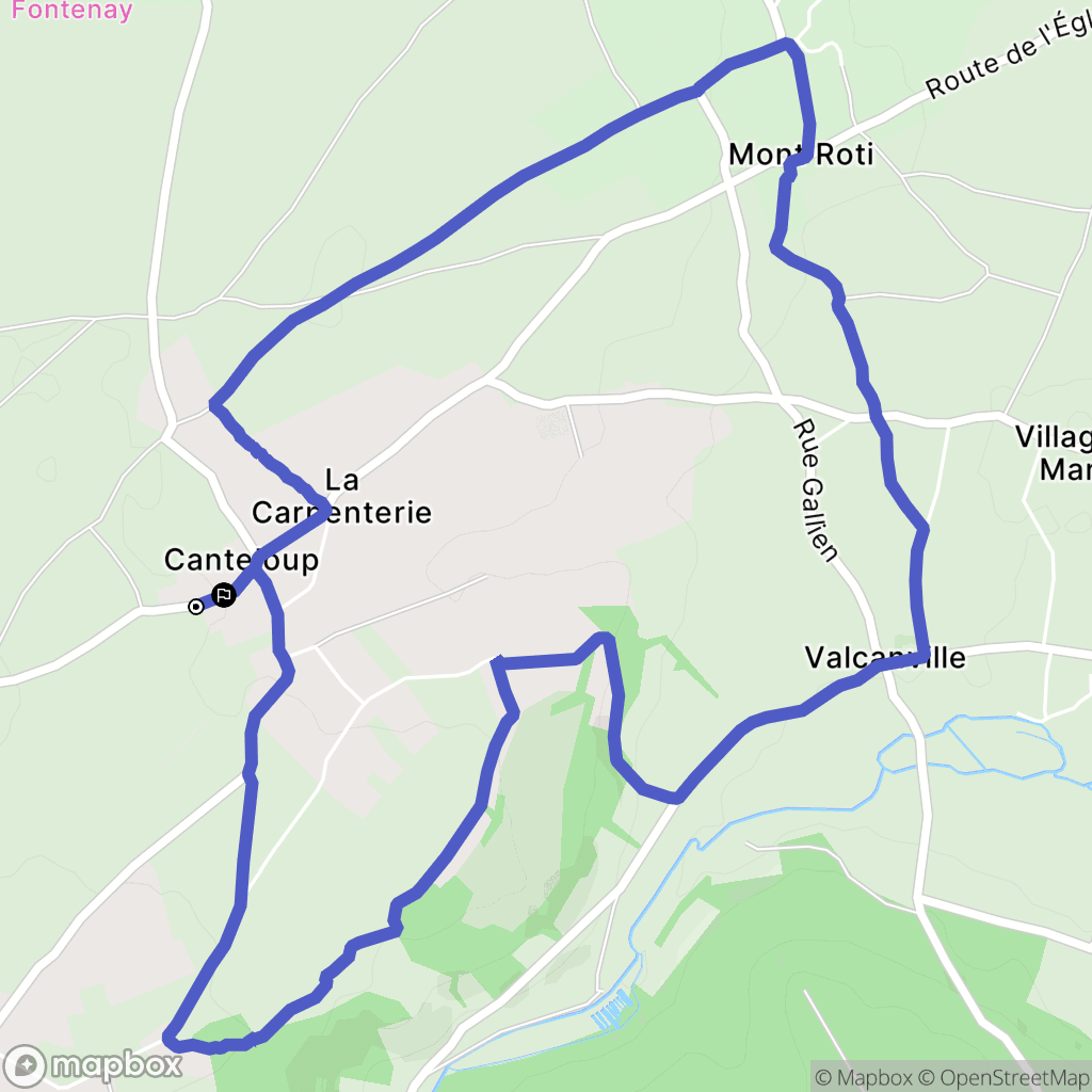 Canteloup : carte du parcours de randonnée - France
