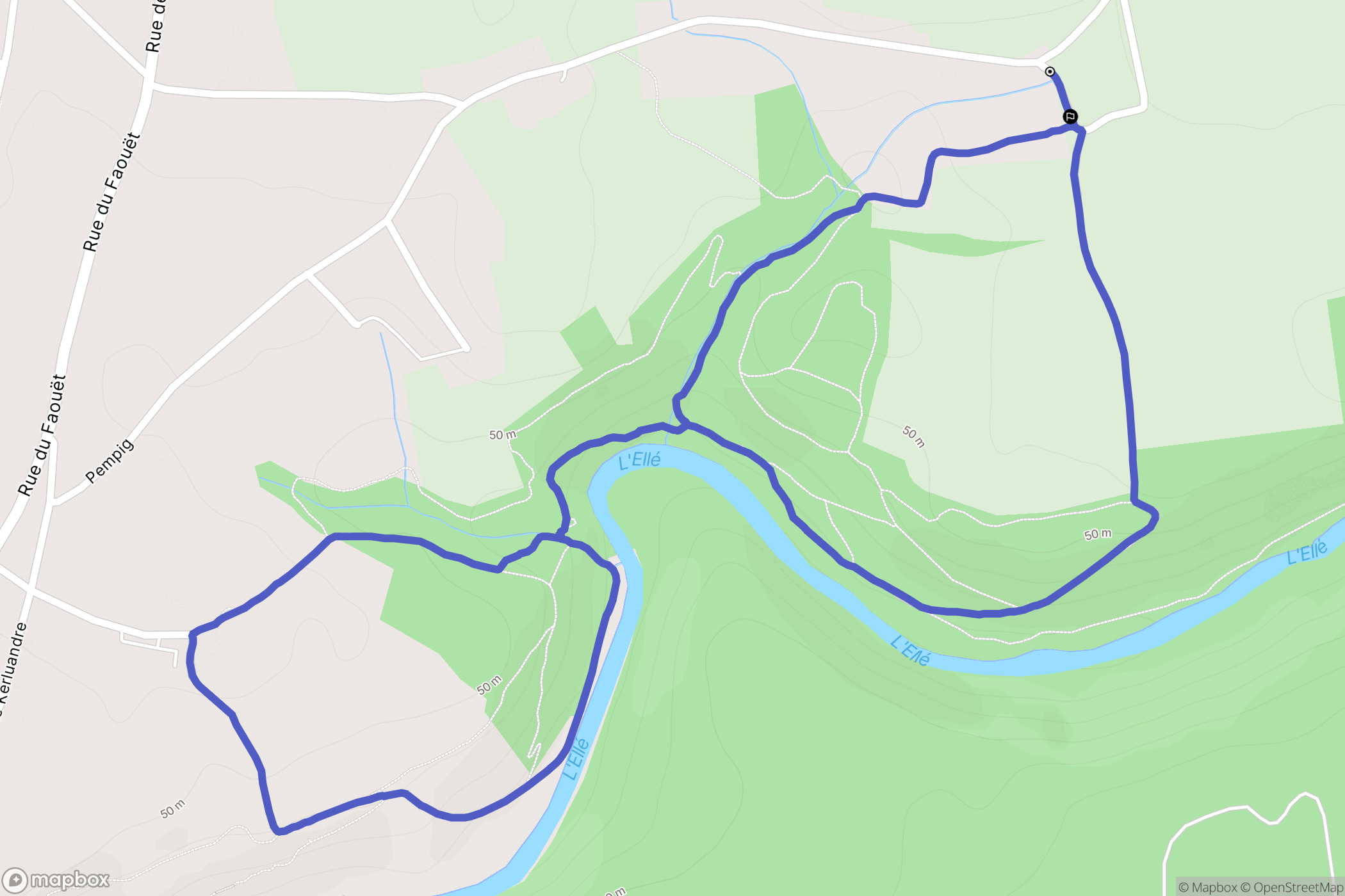 Tréméven : carte du parcours de randonnée - France