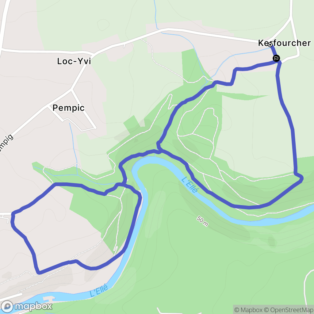 Tréméven : carte du parcours de randonnée - France