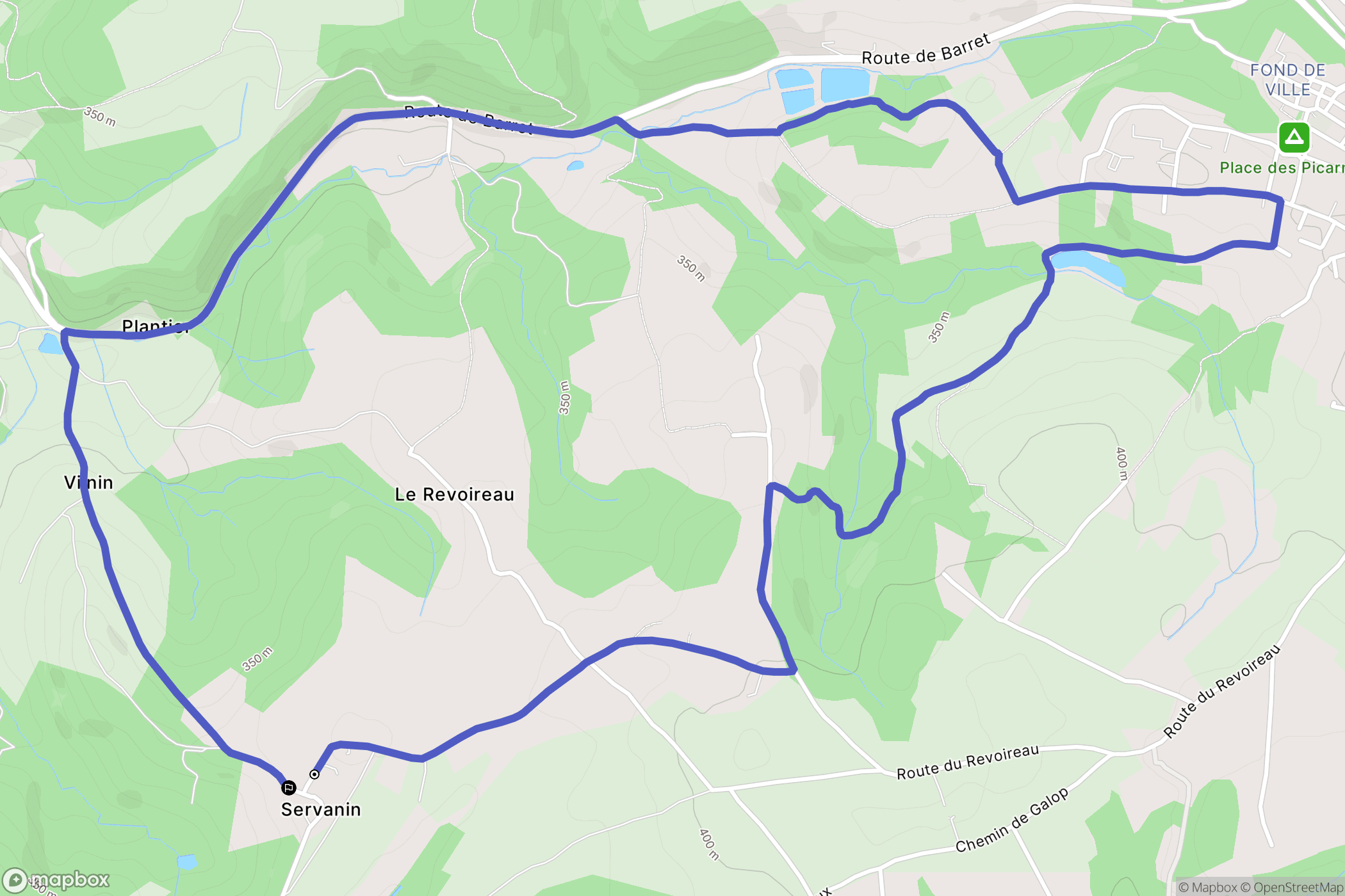 Oytier-Saint-Oblas : carte du parcours de randonnée - France