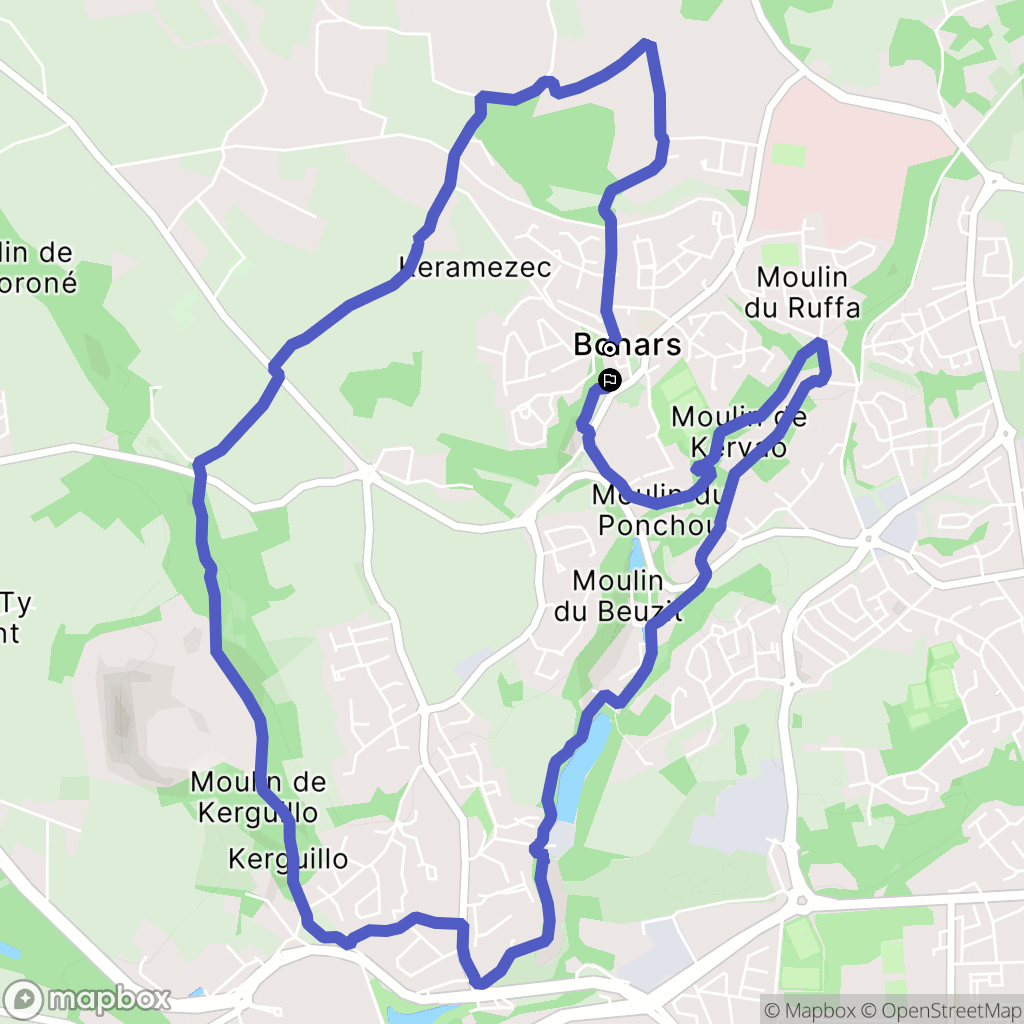 Bohars : carte du parcours de randonnée - France