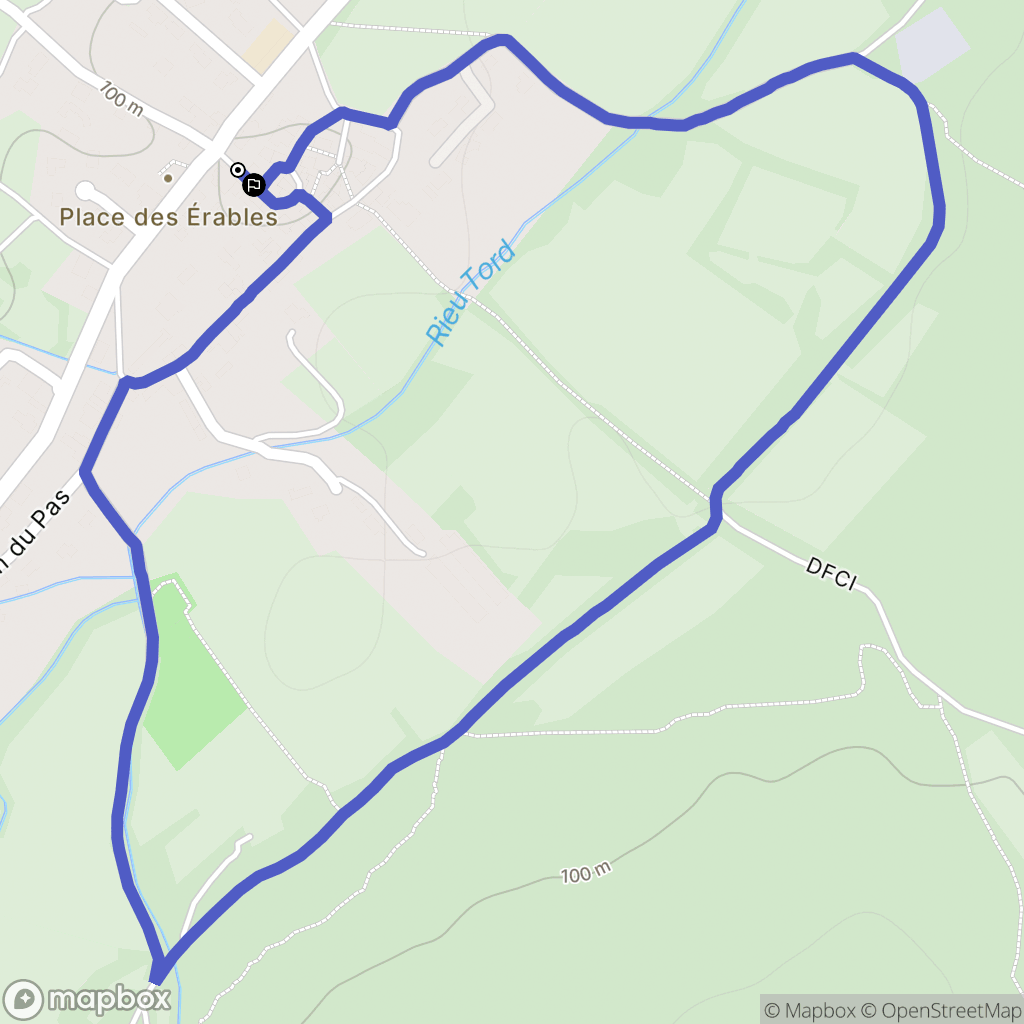 Carnas : carte du parcours de randonnée - France