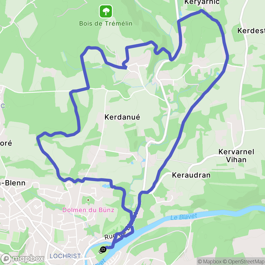 Inzinzac-Lochrist : carte du parcours de randonnée - France
