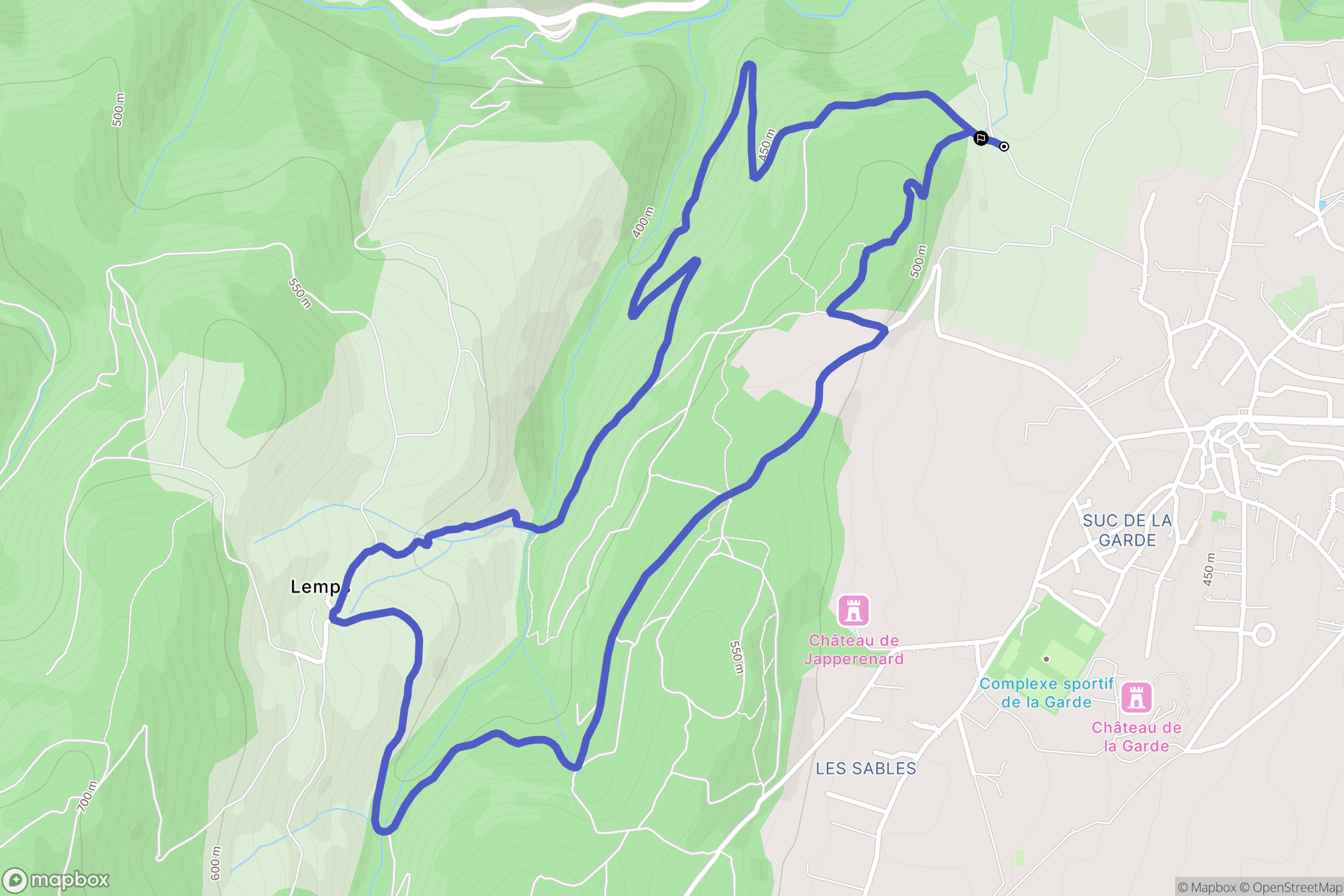 Roiffieux : carte du parcours de randonnée - France