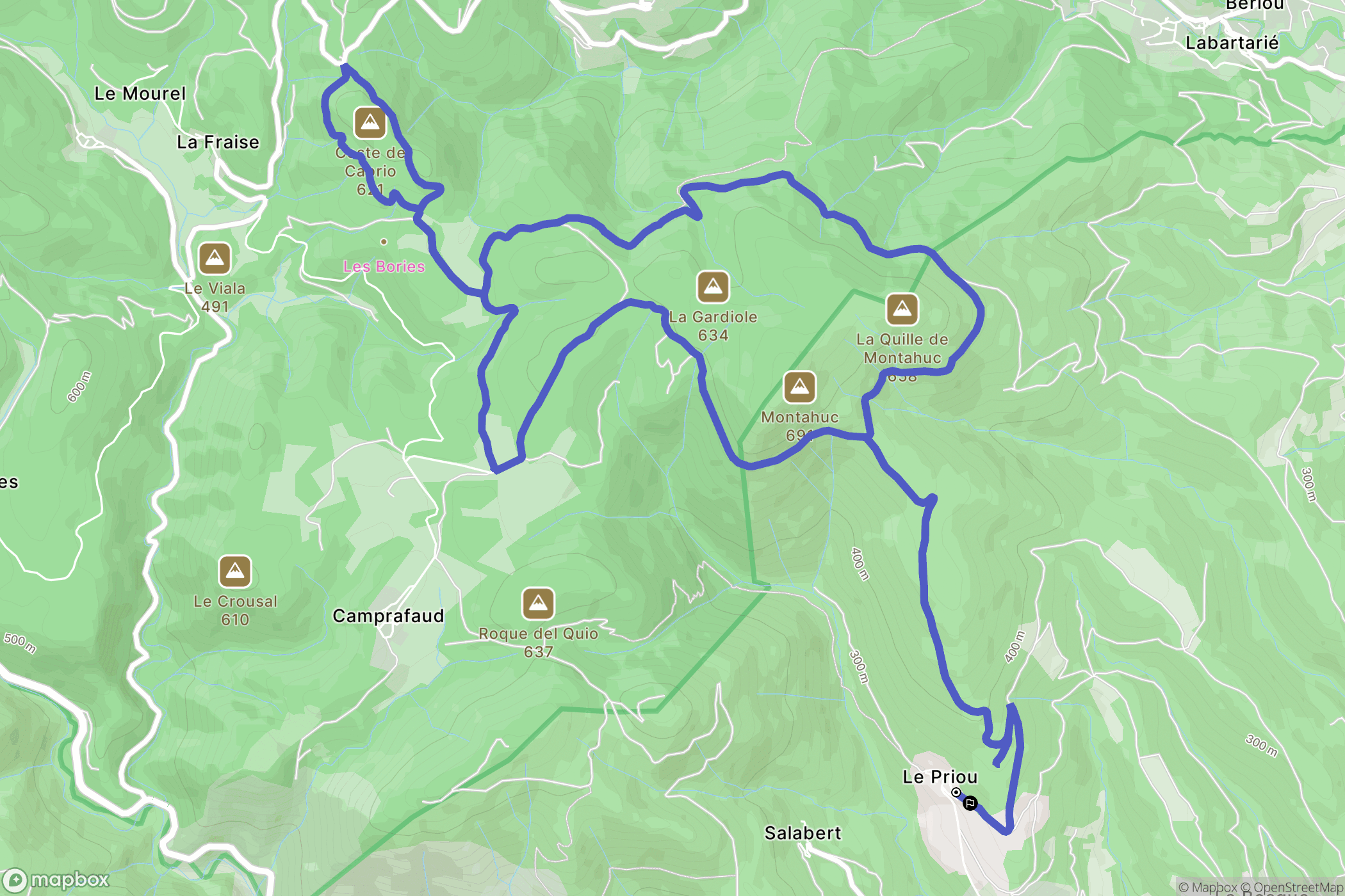 Pierrerue : carte du parcours de randonnée - France