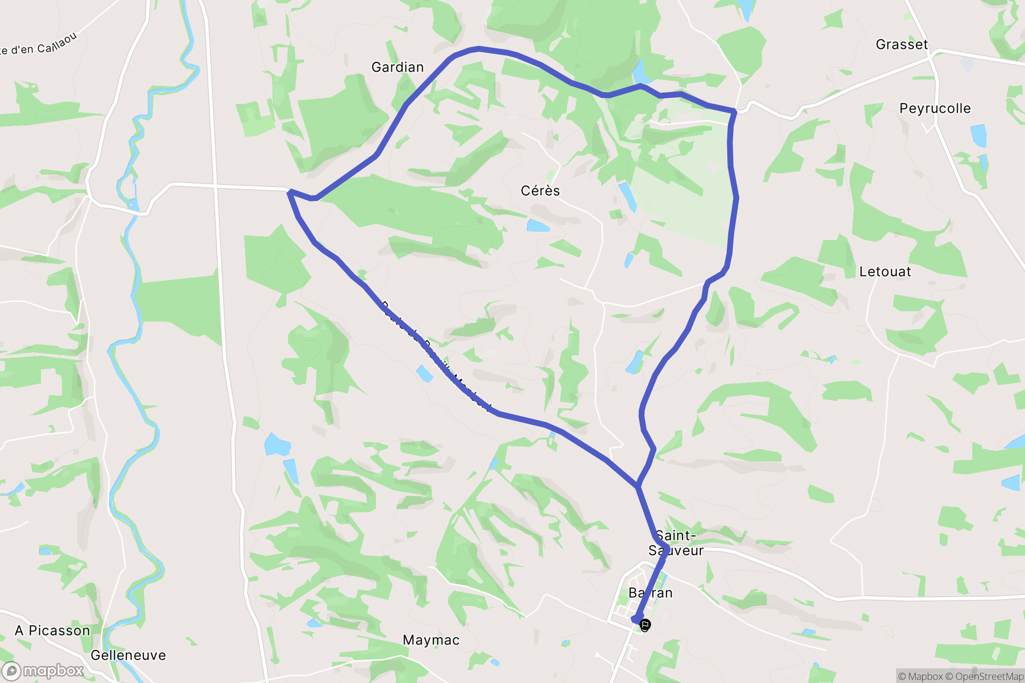 Barran : carte du parcours de randonnée - France