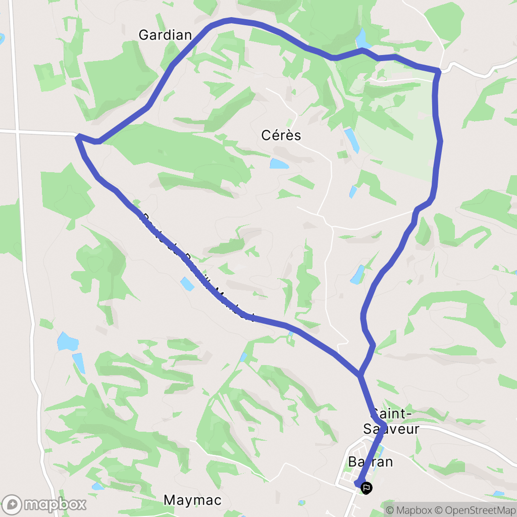 Barran : carte du parcours de randonnée - France