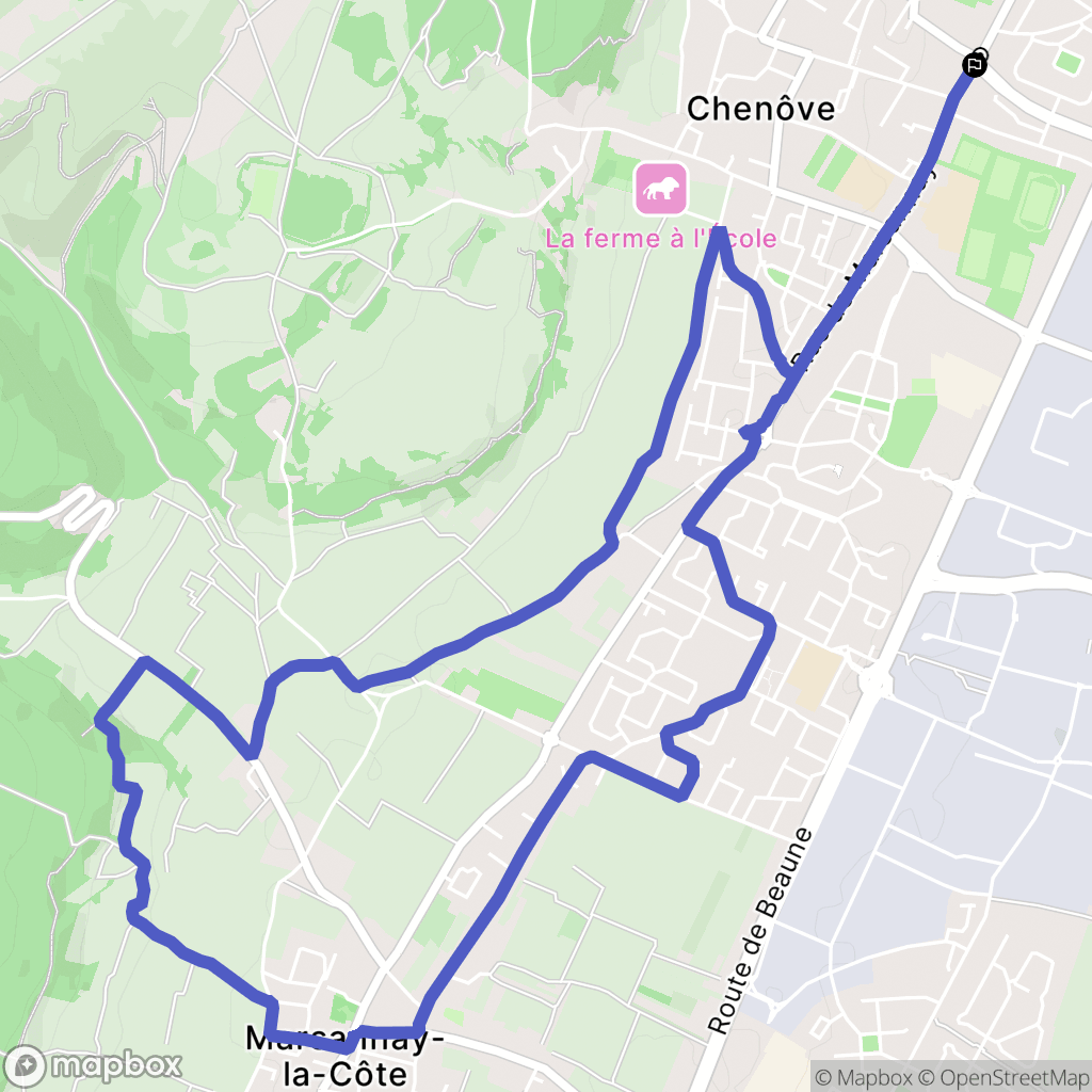 Chenôve : carte du parcours de randonnée - France