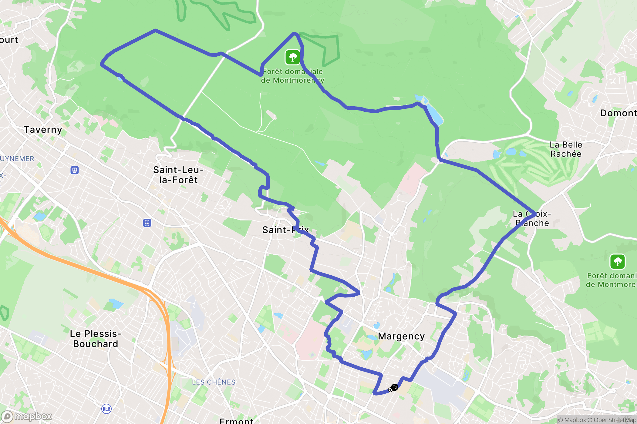 Eaubonne : carte du parcours de randonnée - France