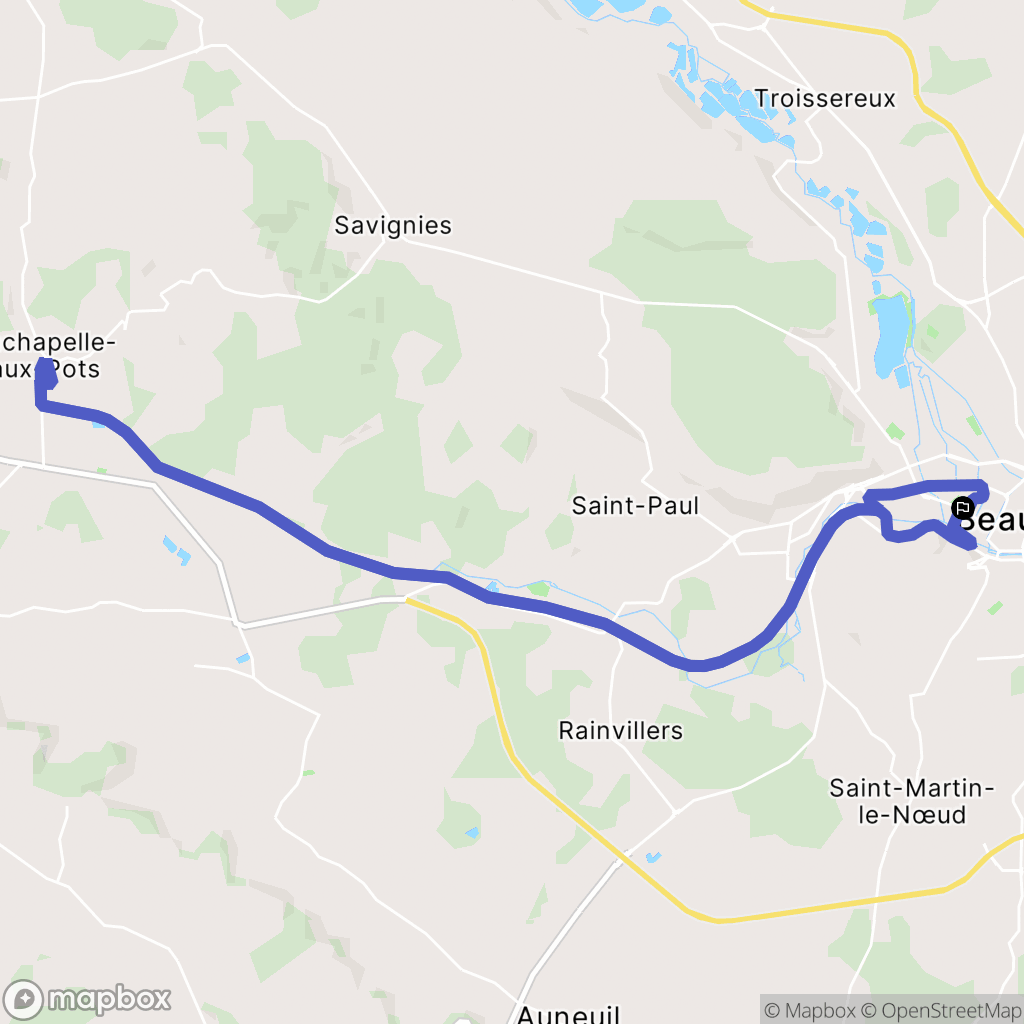 Beauvais : carte du parcours de randonnée - France