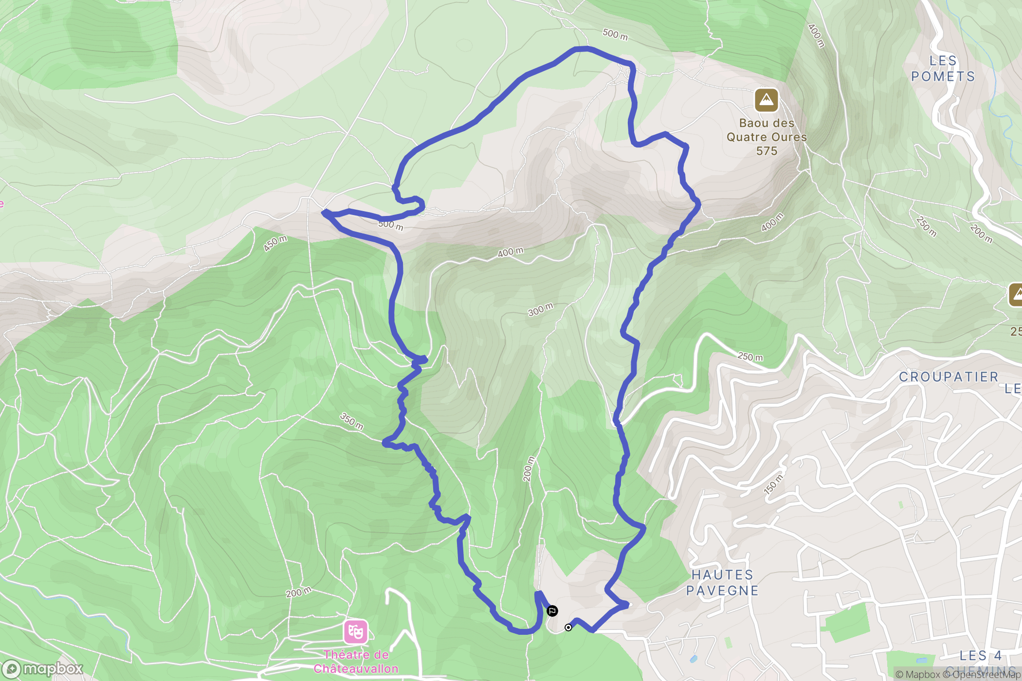 Toulon : carte du parcours de randonnée - France