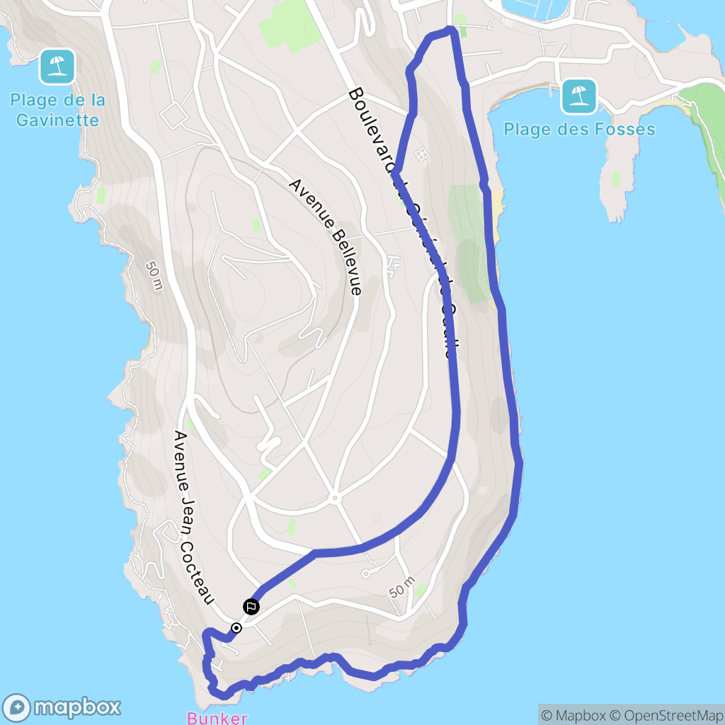 Saint-Jean-Cap-Ferrat : carte du parcours de randonnée - France
