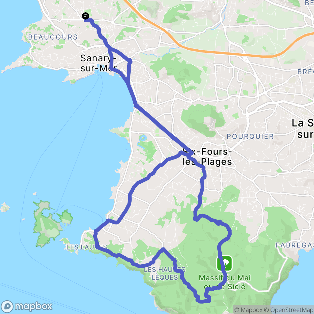 Sanary-sur-Mer : carte du parcours de randonnée - France
