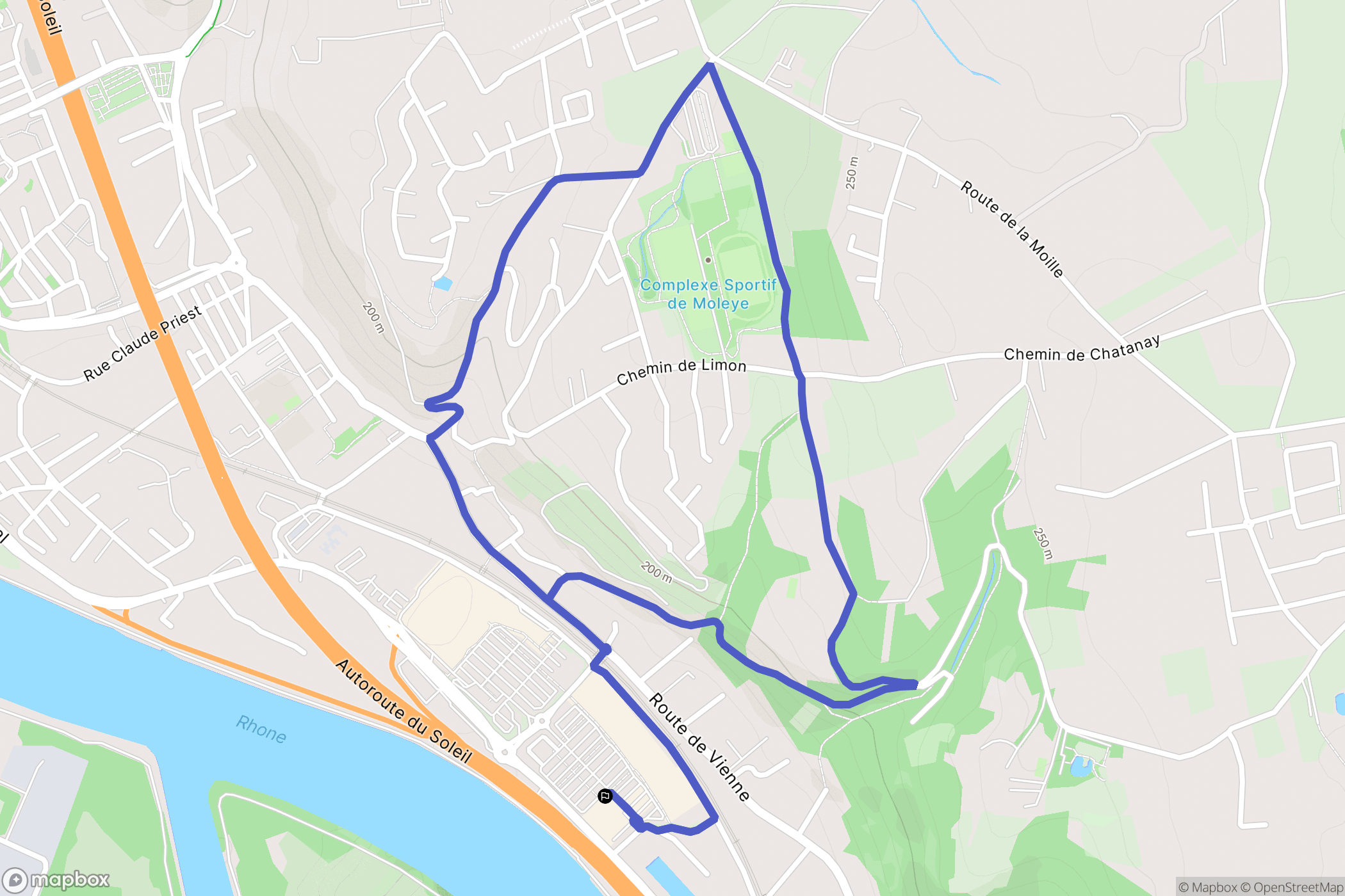 Chasse-sur-Rhône : carte du parcours de randonnée - France